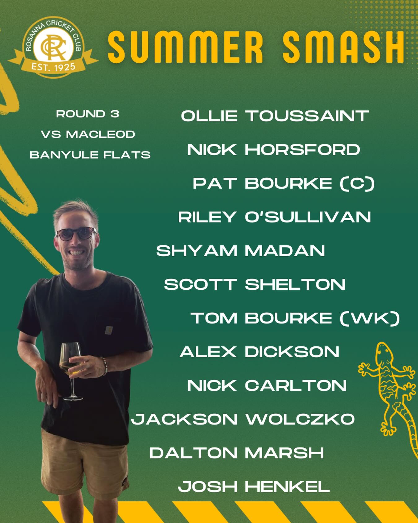 SUMMER SMASH - Round 3
Game on now, get down to support the boys 💪
🦎