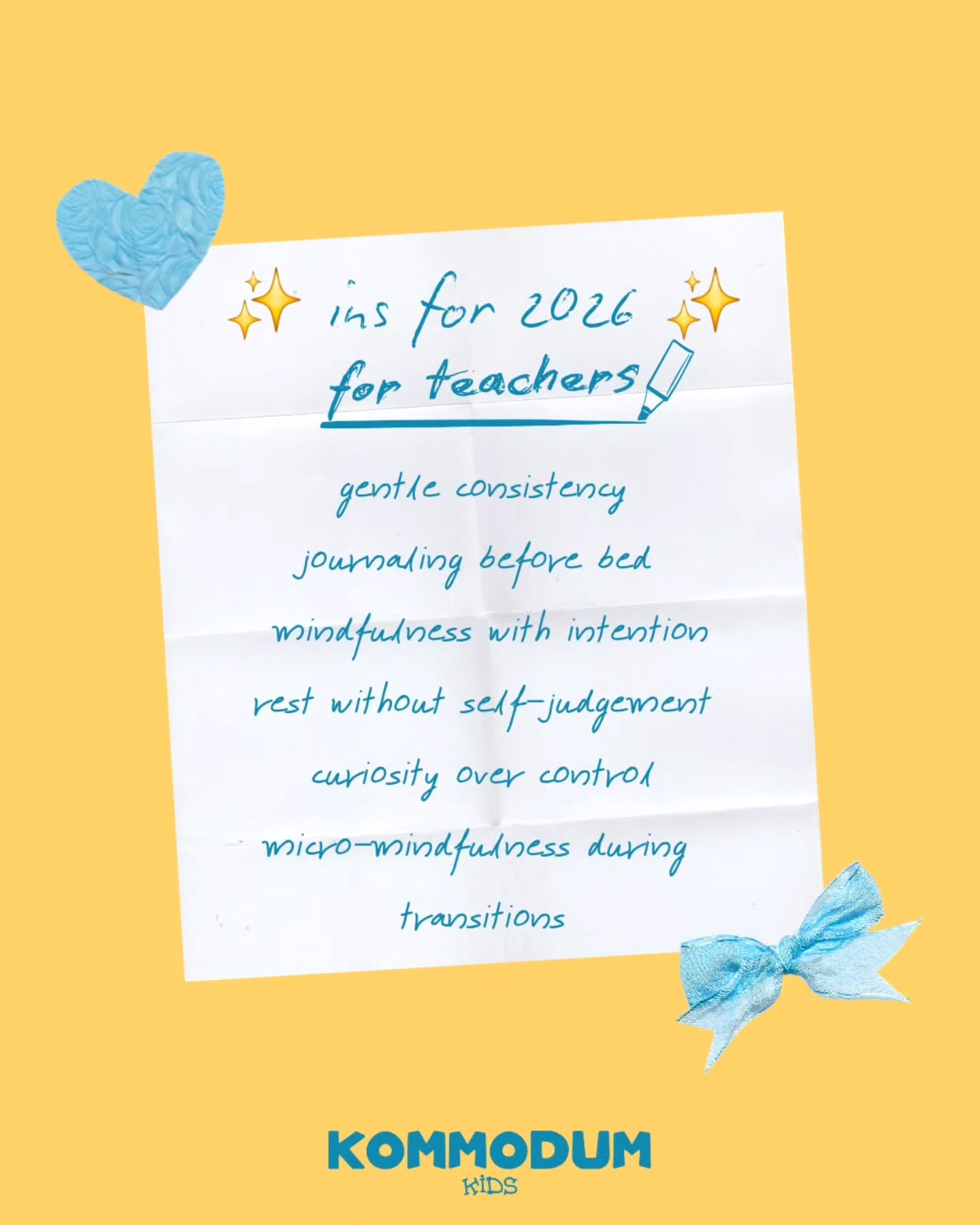 A soft reminder for teachers going into 2026 💛
If you’re feeling exhausted, overstimulated, or emotionally overloaded by the end of the day, it doesn’t mean you’re doing something wrong.
It means you’re human in a system that asks a lot of you.
So these ins & outs aren’t another set of expectations. They’re gentle permissions.
Healing and regulation don’t come from perfection they come from safety, connection, and tiny returns to the present.
May 2026 be steadier.
And may you feel held, too.
#kommodumkids #mindfulness #teacher #selfcare #insandouts