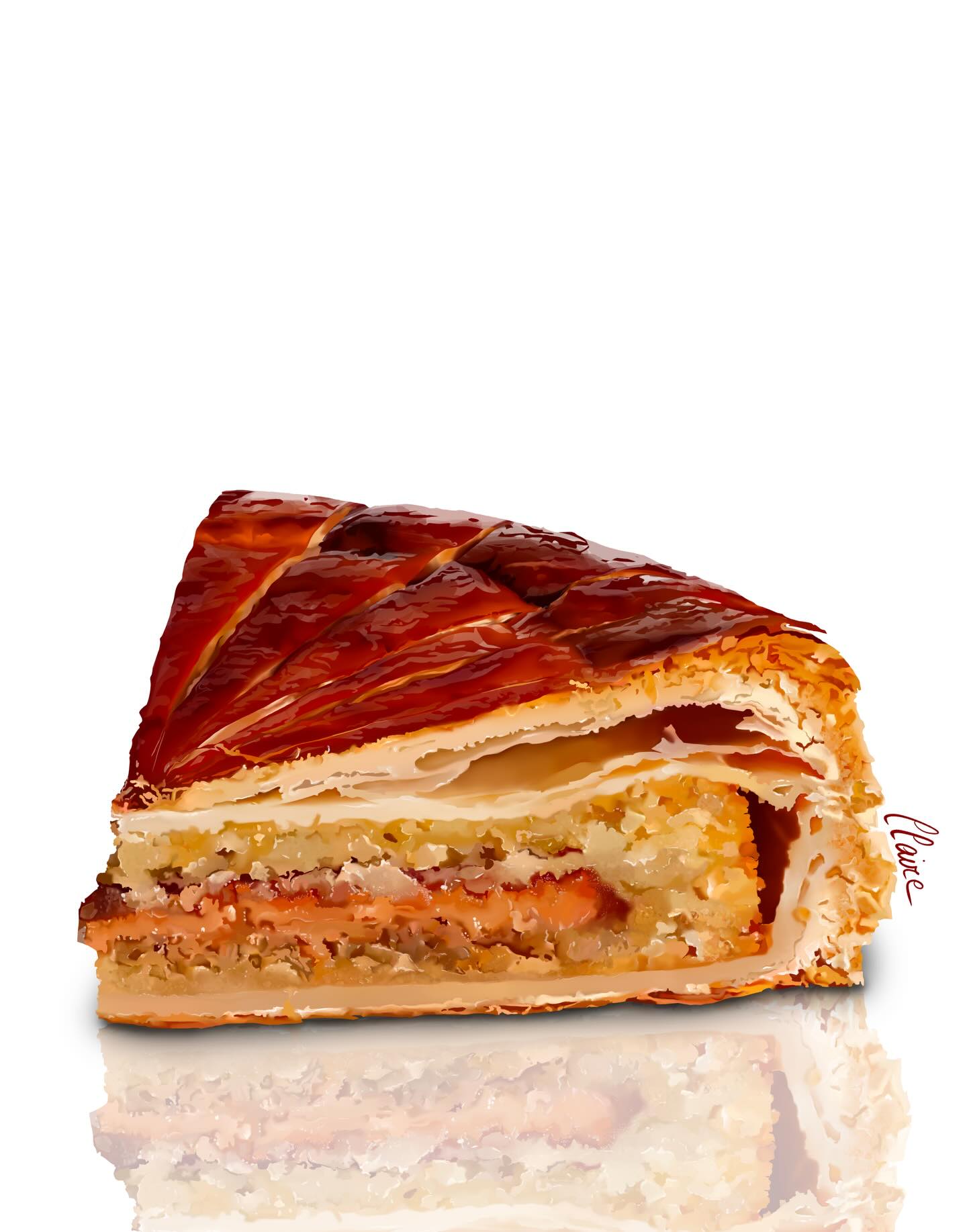 Une recette de galette un peu différente aujourd’hui, où la farine de seigle apporte une profondeur rustique,
la tonka parfume la frangipane d’une douceur enveloppante et le gianduja se glisse au centre comme une surprise fondante ✨
Pour cette recette je me suis inspirée d’une illustration que j’avais faite de la galette de Valentin Sevilla 👑
Une galette à regarder autant qu’à déguster,
entre tradition et gourmandise assumée 🤎
~
#recette #recipe #patisserie #pastry #galettedesrois