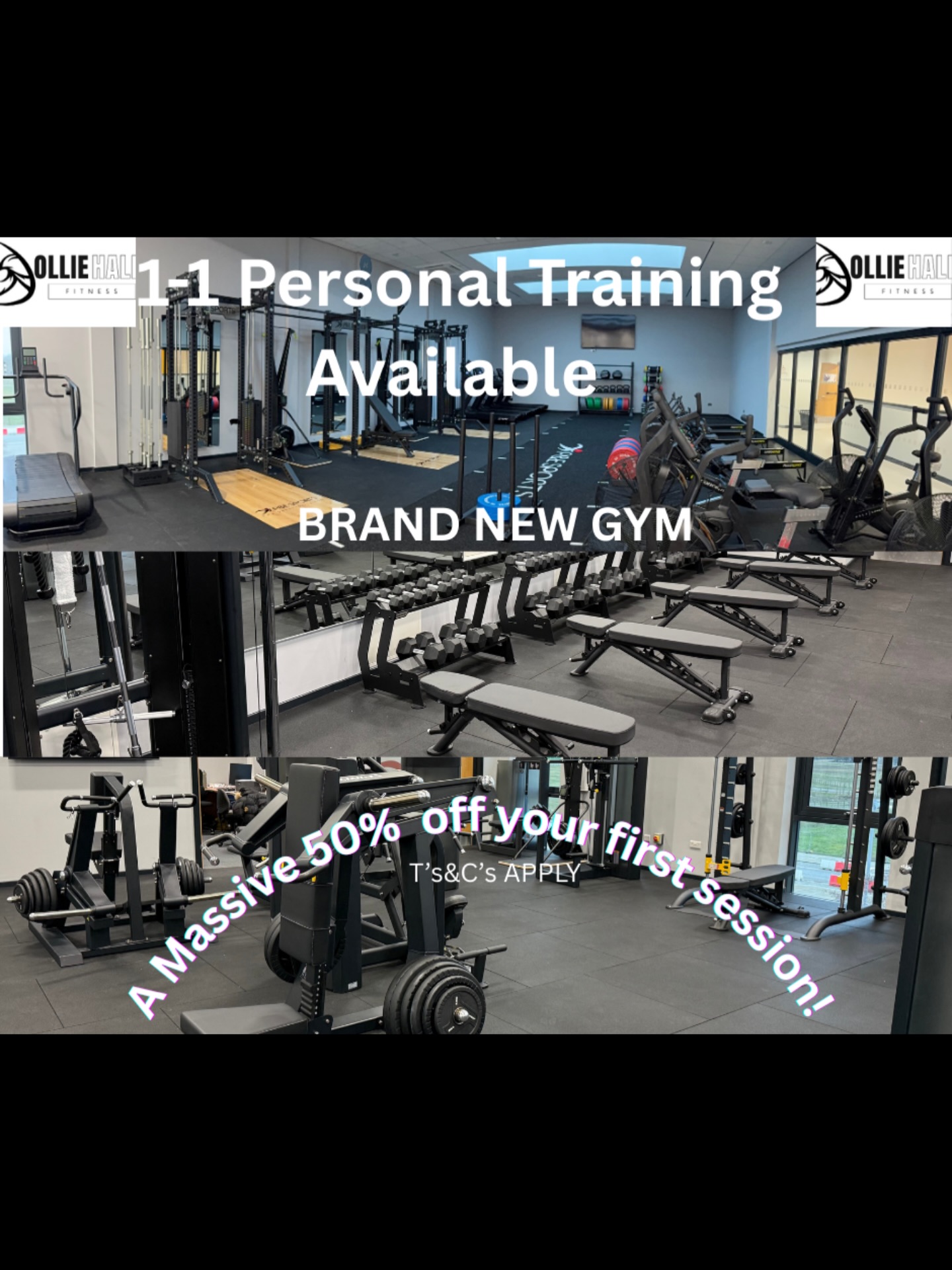 NEW OPPORTUNITY’S FOR PERSONAL TRAINING‼️
I am now offering Personal Training out of a BRAND NEW fully functional gym!
If you have been looking to start personal training now is the best time to do it! A new year! A new gym! A new you!
GET IN TOUCH NOW TO BOOK YOUR SPACE‼️
FOR THE MONTH OF JANUARY GET YOUR FIRST SESSION HALF PRICE!
T&C’s:
-The session has to be booked within the month of January
- The session must be booked with me and has to take place at the gym this does not count for mobile PT’s
- Only one session per person will be half price following that sessions will go to full price again