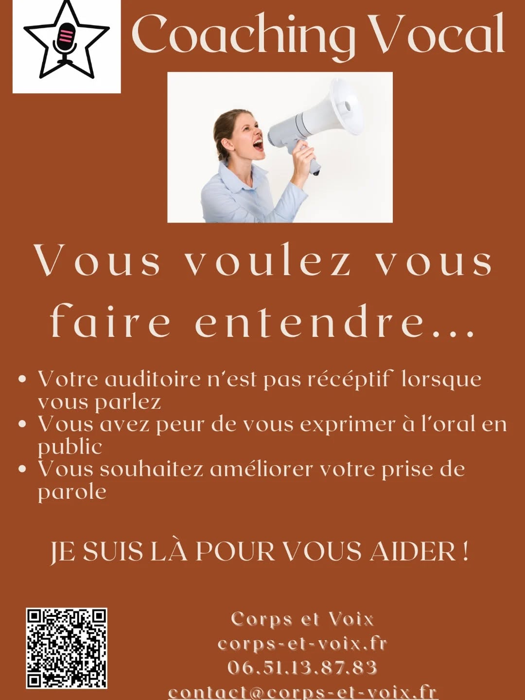 Prise de parole et affirmation de soi !
Pour les orateurs mais aussi pour toute personne souhaitant améliorer sa prise de parole, vaincre la peur de s'exprimer en public, mais aussi pour apprendre l'affirmation de soi par la voix ...
#coachingvocal #affirmationdesoi #éloquence #prisedeparole #communication