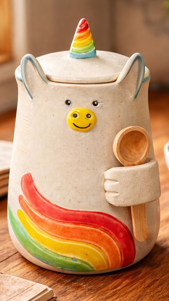 Here’s how I make the lidded jars for my unicorn salt jars… @happycatclayart #rainbowunicorn #wheelthrownceramics #unicornlovers #whimsicalpottery #haveaniceday