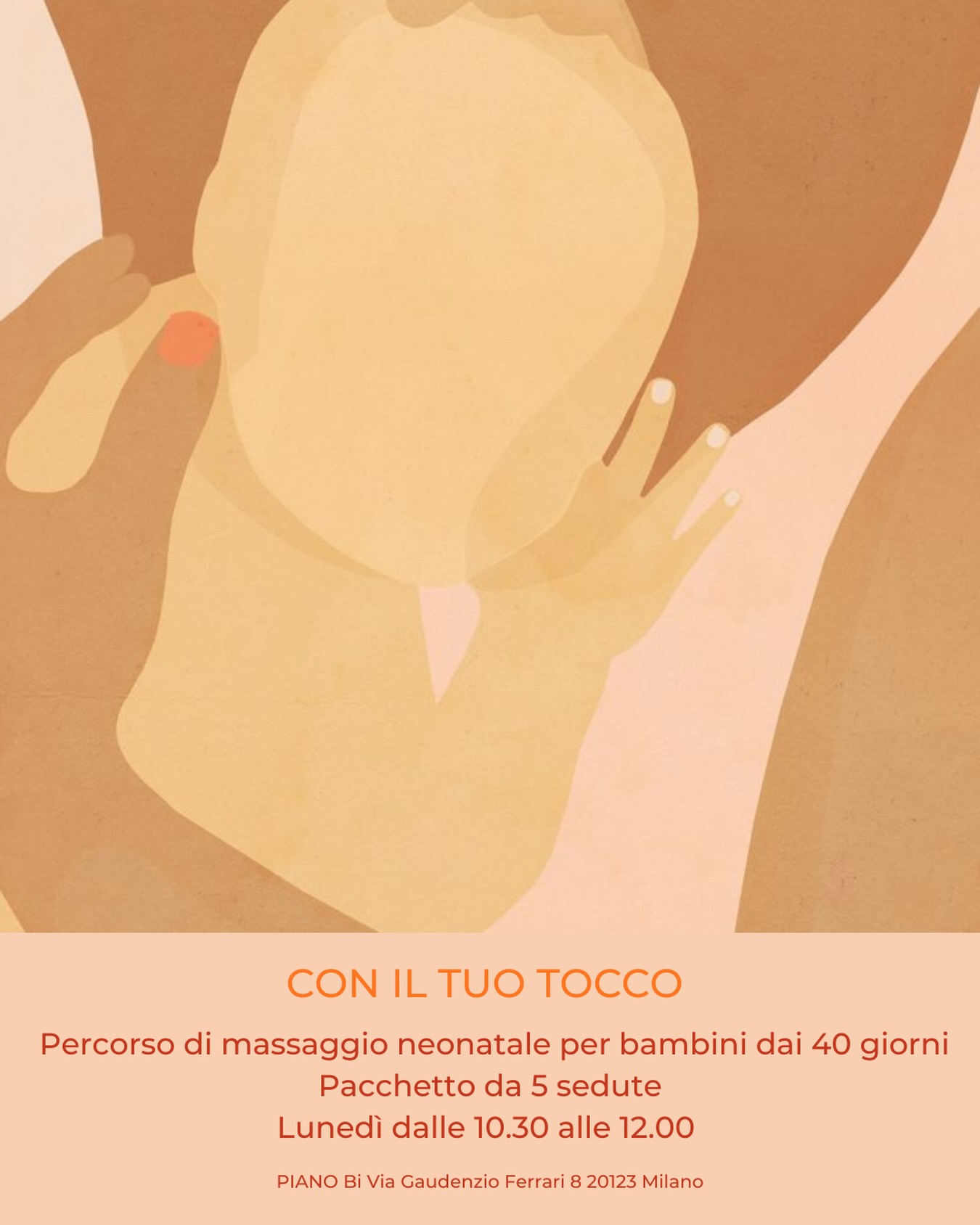Riparte Con Il Tuo Tocco 🧡 Il nostro bellissimo corso di massaggio neonatale tenuto da Michela Leucci.
Pacchetto da 5 incontri, per info e prenotazioni scrivi a info.pianobi@gmail.com