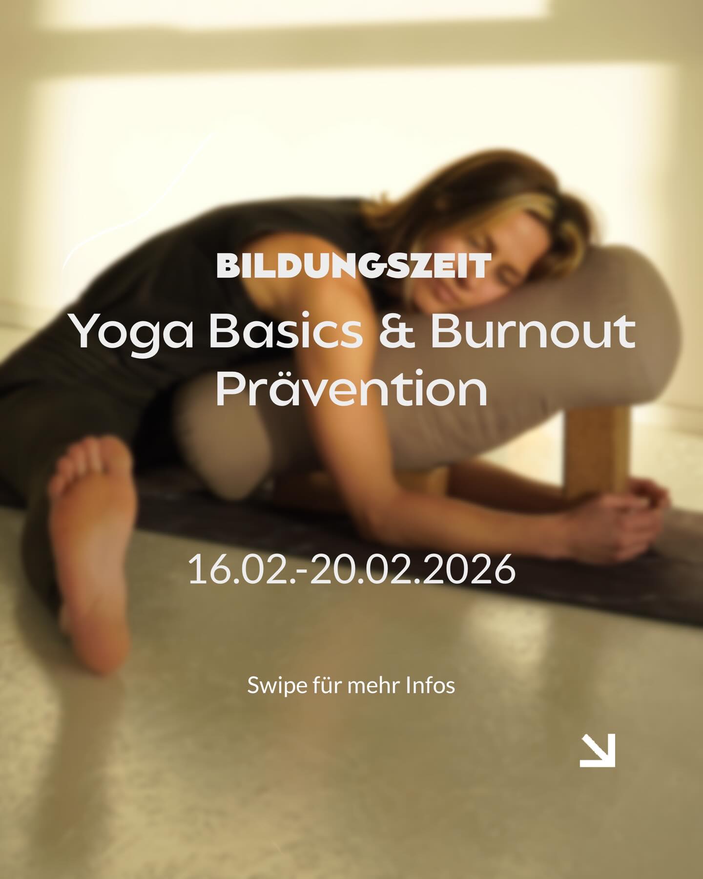 5 Tage. Mehr Fokus. Weniger Stress.
Die BildungsZeit Yoga & Burnout-Prävention zeigt dir, wie du Yoga & Entspannung gezielt in deinen Arbeitsalltag integrierst.
Für mehr Konzentration, Balance & Wohlbefinden - im Job und darüber hinaus.
#yogalaborberlin #yogaberlin