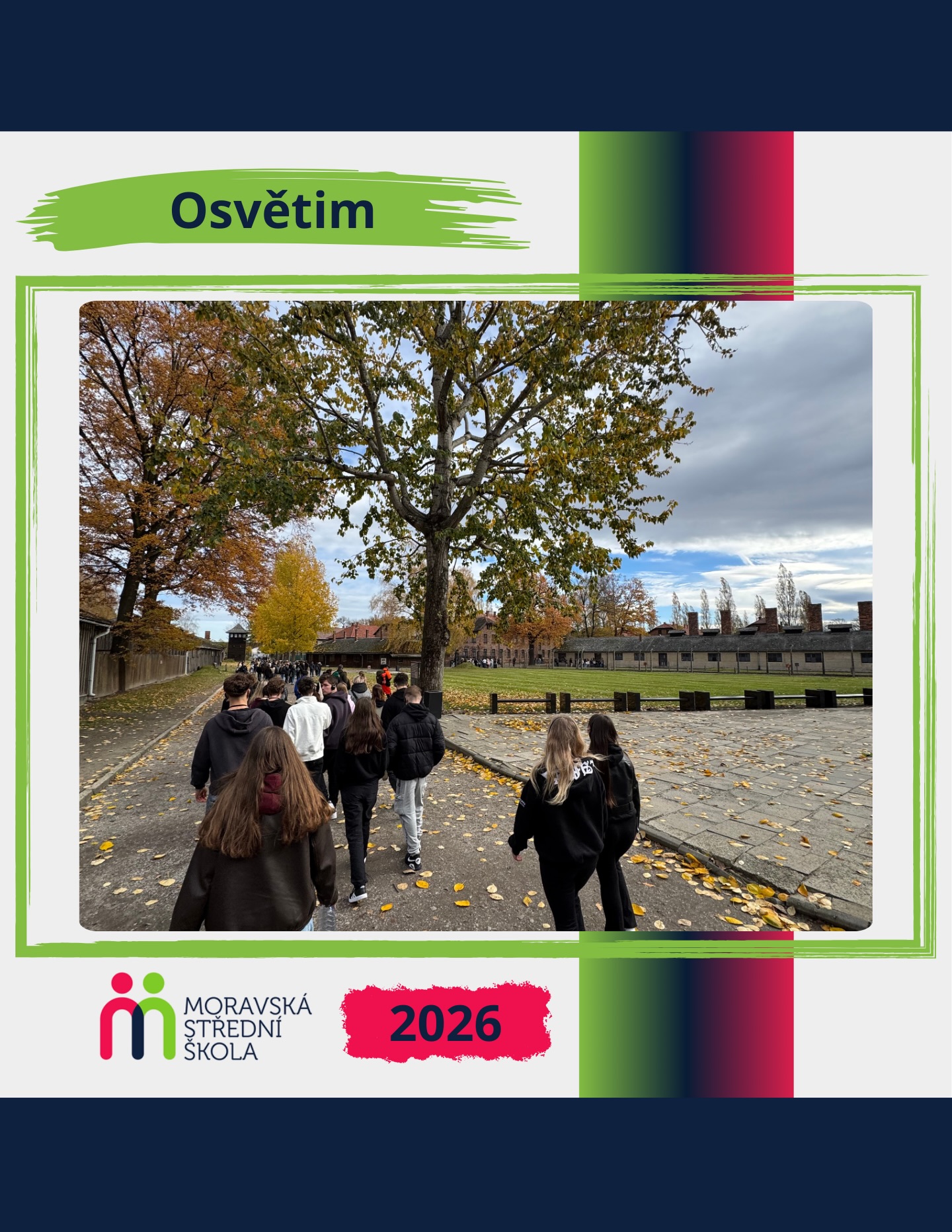 Studenti naší školy absolvovali vzdělávací exkurzi do bývalého koncentračního tábora Auschwitz-Birkenau. Návštěva tohoto místa byla silnou připomínkou tragických událostí 20. století a zároveň hlubokou lekcí historie, paměti a lidské odpovědnosti. Exkurze vedla k zamyšlení nad hodnotou svobody, lidské důstojnosti a nutností nezapomínat.
#osvetim #auschwitzbirkenau #historiepameti #nikdyvice #skolniexkurze