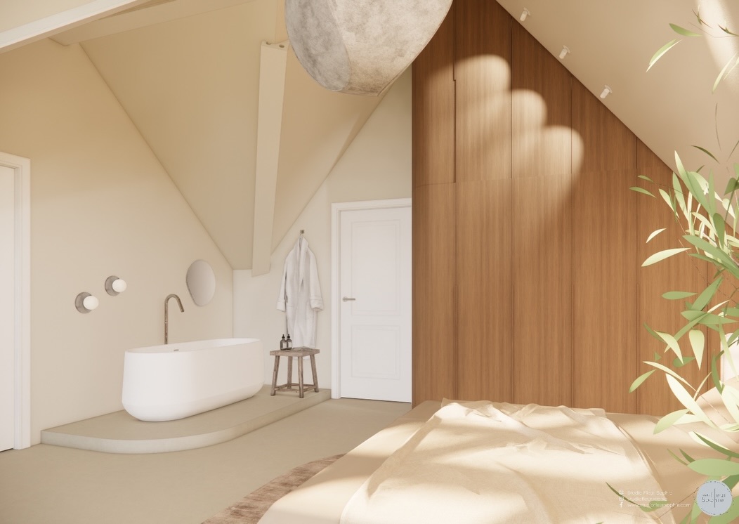 𝗡𝗮𝗮𝘀𝘁 𝘄𝗼𝗼𝗻𝗸𝗮𝗺𝗲𝗿𝘀, 𝗸𝗲𝘂𝗸𝗲𝗻𝘀 𝗲𝗻 𝗲𝗲𝘁𝗸𝗮𝗺𝗲𝗿𝘀 𝗼𝗻𝘁𝘄𝗲𝗿𝗽 𝗶𝗸 óó𝗸 𝘀𝗹𝗮𝗮𝗽𝗸𝗮𝗺𝗲𝗿𝘀 ✨
Vaak help ik met moodboards en kleur- en materiaaladvies, maar soms willen klanten de slaapkamer volledig uitgewerkt hebben. Zoals bij dit project in Vught.
Aan hun bestaande woning werd een hele nieuwe woonlaag toegevoegd: een eigen master bedroom met badkamer en suite. Door het schuine dak moest de ruimte niet alleen sfeervol, maar vooral ook functioneel zijn. Daarom vroegen ze mij om mee te denken over de indeling, het gebruik van de ruimte én de uitstraling. Naast de moodboards ben ik hier ook aan de slag gegaan met 3D-visualisaties, zodat alles vooraf goed inzichtelijk werd.
Naast het schuine dak is ook de nieuwe pui over de volledige breedte én hoogte een ware eyecatcher. Vanuit hier kijk je uit op de tuin én zie je de bossen liggen, een uitzicht dat je natuurlijk volledig wilt benutten in het ontwerp 🌿
Heb jij ook een slaapkamer waarbij je wel wat hulp kunt gebruiken? Van sfeer bepalen tot een compleet ontwerp, stuur me gerust een berichtje, ik denk graag met je mee 💭🛏️
