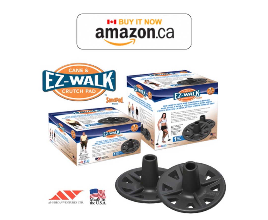 NOW ON AMAZON CANADA!
EXCITING NEWS!
Canadian Cane and Crutch users can now avoid ridiculously prohibitive US international shipping rates by ordering the SandPad/EZ-Walk DIRECT from Amazon Canada!
You've tried the rest, now get the best! Introducing the SandPad / EZ-Walk Cane and Crutch Pad, the ONLY cane and crutch tip that provides a wider base of stability to support a user's weight for easier travel across sand, grass, snow, mud, rocky terrains as well as regular paved surfaces!
This uniquely innovative stabilizer fits both cane and crutch stems and also features sand and water drainage vents with a flat bottom that keeps your cane and crutches standing upright when not in use.
Engineered in lightweight rubber and weighing 12 ounces, the SandPad / EZ-Walk is the all regional, all seasonal solution for anyone that wishes to maintain an active and healthy lifestyle anywhere, anytime.
Single packs are for CANES ONLY and include tape strip adapters for 0.75 inch cane stems less than 1 inch diameter.
Paired packs are for CRUTCHES ONLY. For canes, please order our single pack which includes tape strip adaptors for cane stems less than 1” inch diameter.
https://www.amazon.ca/s?k=SandPad
#canes #crutches #mobility #amputee #disability #seniors #seniorliving #recreation #amputeelife #amputeeproblems #limblossawareness #recreation #recreationaltherapy #rehabilation #physicaltherapy #physicaltherapyassistant #beachlife #innovation #canada