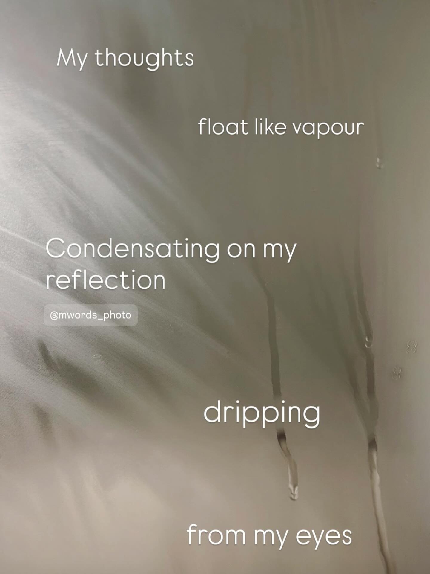 C O N D E N S A T I O N
O N M Y
R E F L E C T I O N
#reflections #whatyouseewhenyoulookinthemirror #condensation #mondaymusings #mwordsphoto