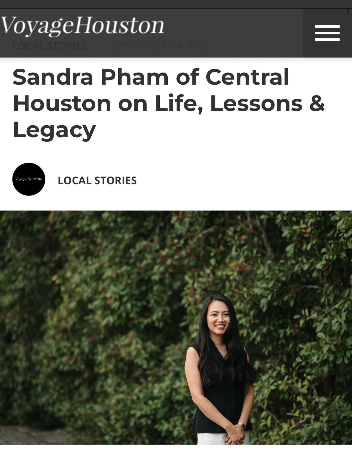 Honored to be featured again by @voyagehouston. After a busy fall 2025 season, I’ve finally had a chance to share this.
Grateful to share our story and thank you for highlighting our journey and passion! Check out the link below for the full interview.
👉https://voyagehouston.com/interview/sandra-pham-of-central-houston-on-life-lessons-legacy-highlight/