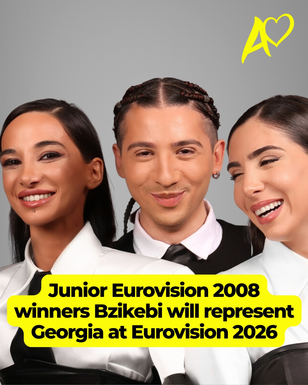 Overnight, Australian time, it was announced that Junior Eurovision 2008 winners Bzikebi will represent Georgia at Eurovision 2026.
The trio, who were each just 10 years old when they won Junior Eurovision for their country in 2008, have been selected by broadcaster GPB to represent Georgia at Vienna 2026.
The song that they'll compete with in May will be released at a later date.
The group, made up of Giorgi Shiolashvili, Mariam Tatulashvili and Mariam Kikuashvili, found themselves back in the spotlight at Junior Eurovision 2025.
Held in Tbilisi after Georgia's fourth victory in 2024, the OG champs were reunited to perform as one of the interval acts. And their performance of new song We Don't Sleep caused quite the 'buzzzz' online, with many Song Contest sleuths wondering if this was a sign that the band might finally be making a much-anticipated transition to the Eurovision Song Contest.
One of the most memorable Junior Eurovision winners throughout the Contest's 23-year history, Bzikebi made a lasting impression thanks to their catchy bee-themed bop Bzz.., which they performed in a made-up language while buzzing around the stage in their shiny black and yellow outfits!
Following their win in Limassol, Cyprus, the group returned to Georgia and released their album Zabuzei, which was a hit with youngsters across the nation.
This isn't the first time Georgia has sent a Junior Eurovision winner to the Eurovision Song Contest!
Back at Liverpool 2023, the country was represented by Iru, who had brought Georgia its second Junior win in 2011 as a member of the girl group Candy.
#eurovision #eurovision2026 #esc2026 #georgia