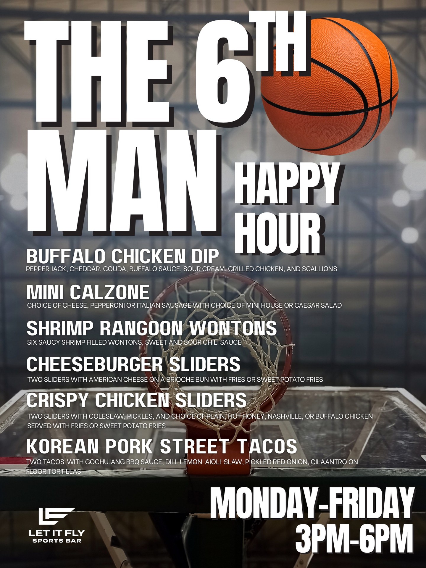 Say hello to The 6th Man at @letitflysportsbar: the ultimate happy hour for fans‼️🏀🏈
⏰ Monday–Friday | 3PM–6PM