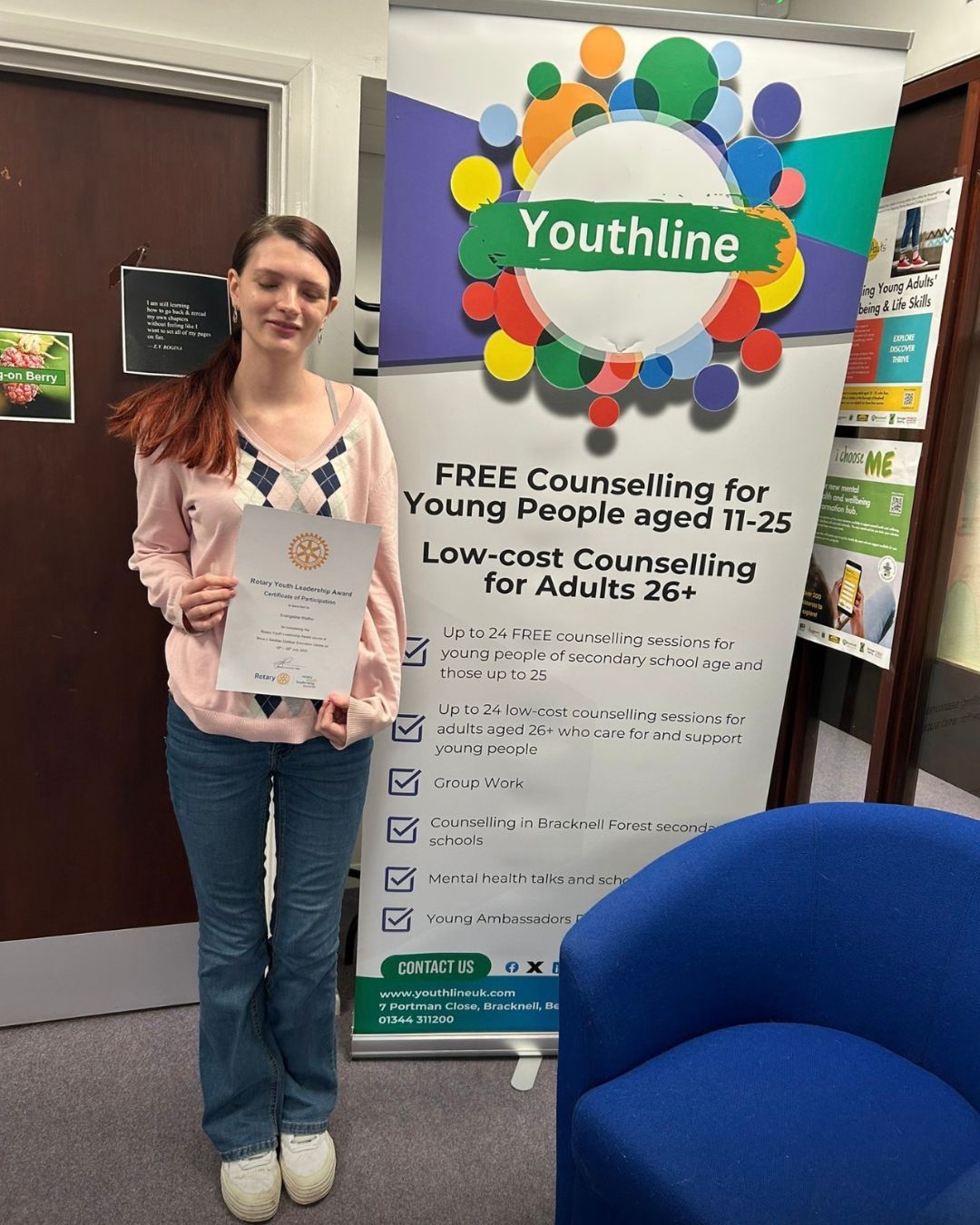 We are so proud of Evangeline, one of our committed Young Ambassadors, who has received her certificate for completing the Easthampstead Rotary Club Leadership Programme last year 👏
Evangeline shared:
"I’m incredibly proud of myself for going on the trip and overcoming both physically demanding activities and emotionally vulnerable moments with other young people. The experience has taught me what I’m capable of achieving in the future."
Watching young people grow in confidence, resilience and self-belief is exactly why Youthline does what it does. Huge congratulations, Evangeline — and thank you to Easthampstead Rotary Club for supporting opportunities like this 💛
#ProudMoment #YoungAmbassadors #Youthline #YoungPeopleMatter #LeadershipProgramme #RotaryClub