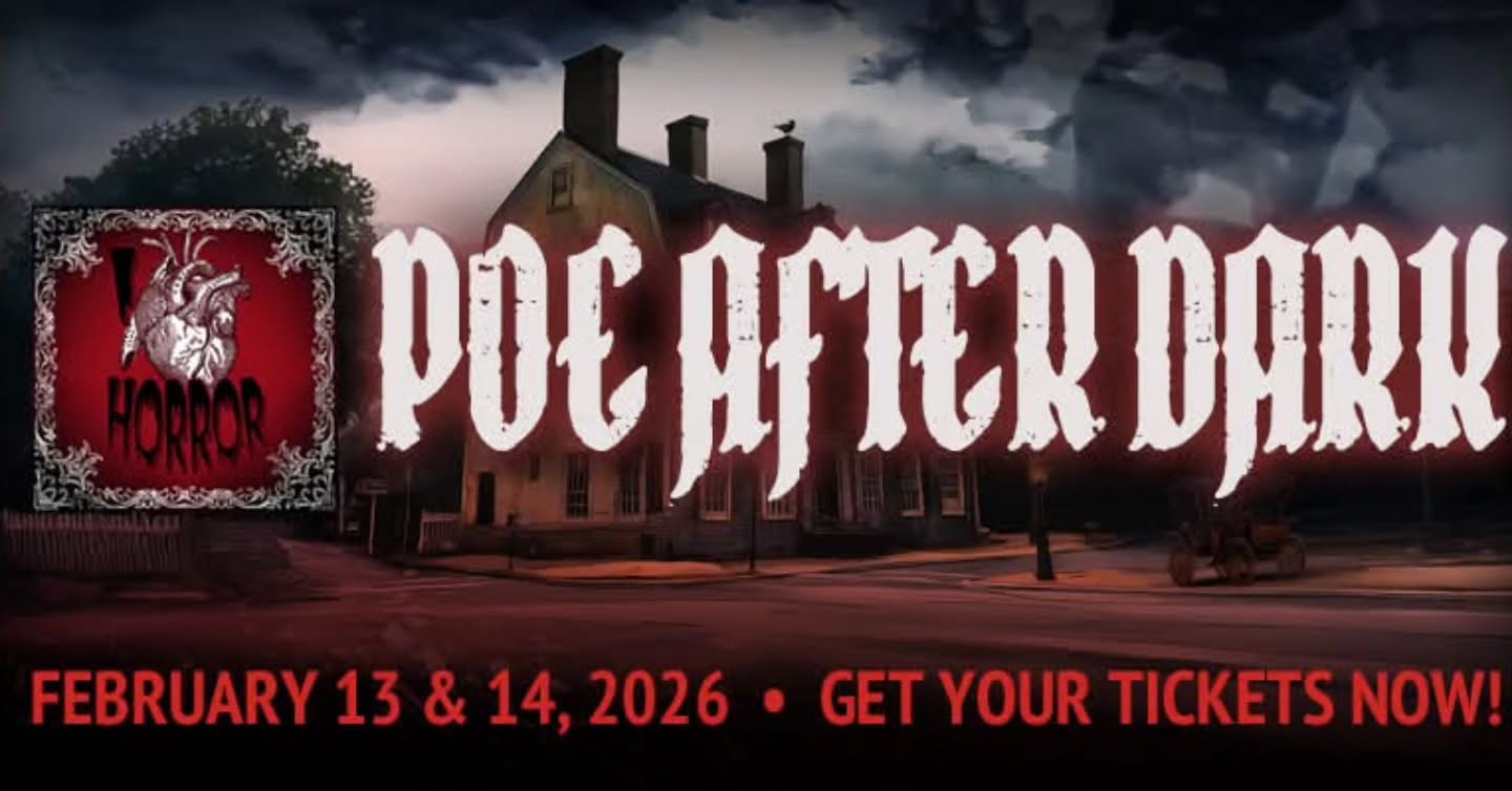 🖤❤️ Unveil the Dark Romance of Edgar Allan Poe this Valentine's Day! 🖤❤️
This Valentine's Day weekend, dive into a world where romance and horror collide at I ❤️ Horror: Poe After Dark. Very limited seating available. Get your tickets today! Shows available Friday, 2/13 and Saturday 2/14.
https://www.merchantsanddrovers.org/i-heart-horror-2026
