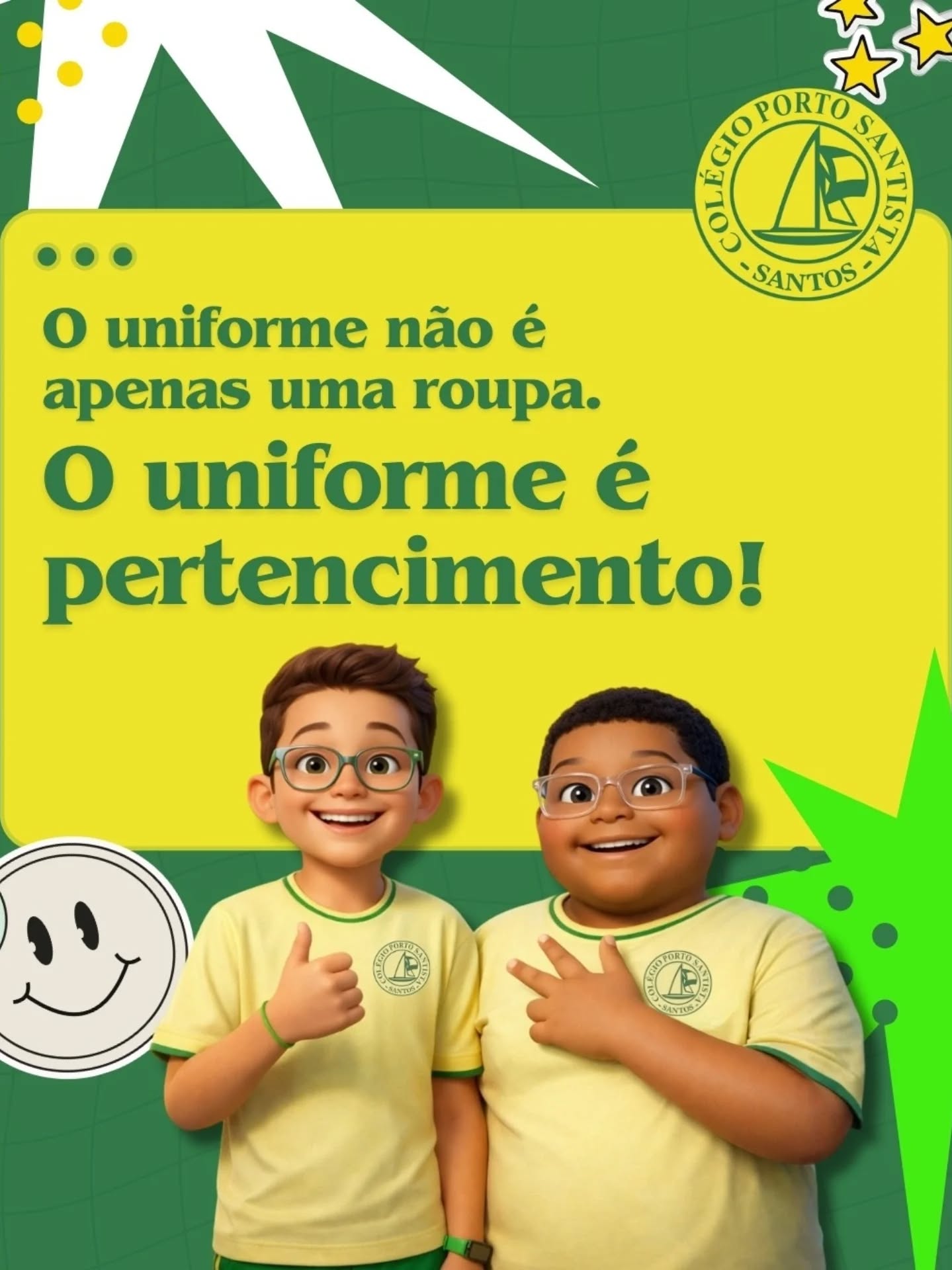 O uniforme é mais que um simples conjunto de roupas: ele simboliza igualdade, disciplina e pertencimento. Ao vestir a mesma peça, as crianças deixam de lado diferenças externas e se concentram no aprendizado, fortalecendo o senso de grupo. Além disso, o uniforme transmite segurança e profissionalismo, preparando os pequenos para o futuro com responsabilidade e respeito mútuo.
#vemproPORTOSANTISTA #uniforme #identidade #igualdade #respeito