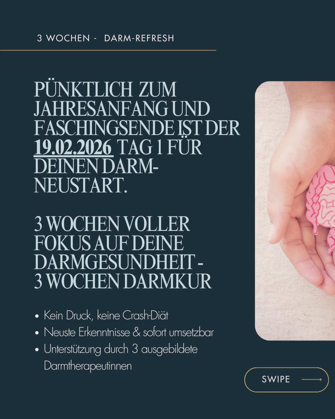 ✨ 3 Wochen – Darm-Refresh ✨
Der Jahresanfang ist vorbei, der Alltag wieder da –
und vielleicht spürst du: Jetzt wäre ein guter Moment, mir selbst etwas Gutes zu tun.
Genau dafür haben wir die 3-wöchige Darm-Refresh-Begleitung ins Leben gerufen.
Nicht als Crash-Kur.
Nicht als Verzichtsprogramm.
Sondern als bewusste, alltagstaugliche Begleitung für deinen Darm – und für dich.
🌿 Was dich erwartet:
• verständliches Darmwissen
• einfache, leckere Rezepte
• neue Routinen statt strenger Regeln
• mentale Impulse & Entspannung
• persönliche Begleitung in einer WhatsApp-Gruppe
Begleitet wirst du von drei ganzheitlichen Darmtherapeutinnen.
die ihr Wissen, ihre Erfahrungen und ihren Blick auf den ganzen Menschen mit dir teilen.
📅 Start: 19. Februar 2026 (direkt nach Aschermittwoch)
📱 Begleitung: WhatsApp-Gruppe – anonym & trotzdem persönlich
💡 Wichtig:
Die Teilnahme am 3-Wochen-Programm ist kostenlos.
Voraussetzung ist der Kauf der RINGANA ABC-Kur über uns – sie bildet die Basis unserer gemeinsamen Zeit.
🎁 Jetzt sparen – für Neu- & Bestandskund:innen:
• Neukund:innen: 20 € Neukunden-Gutschein
• Bestandskund:innen: können 10 € sparen
• + aktuell 10 % Aktionsrabatt auf die ABC-Kur (Early Bird bis 30.01.2026)
✨ Die Plätze sind limitiert, damit Raum für echte Begleitung bleibt.
👉 Du möchtest dabei sein?
Schreib mir eine DM mit „DARM-REFRESH“
und ich sende dir alle Infos zu Ablauf, Vorbereitung und Bestellung persönlich zu.
Manchmal braucht es keinen Neuanfang.
Sondern nur eine bewusste Entscheidung.