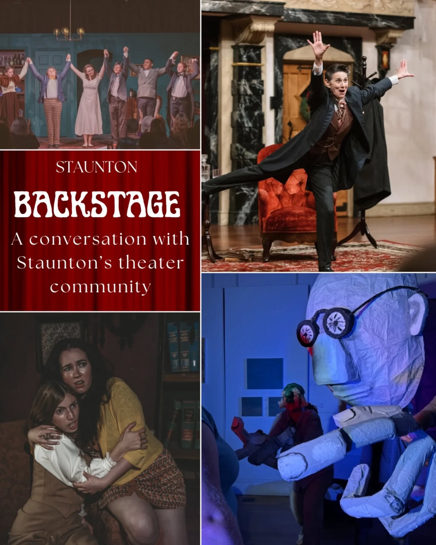 Staunton’s theater scene punches far above its weight.
But that work doesn’t happen by accident.
On January 20, join us for Staunton Backstage, an open conversation with leaders from Off Center, ShenanArts, Silver Line Theatre Exchange, and the American Shakespeare Centre.
We’ll talk about why theater matters in a small city, how national challenges are showing up locally, and the work audiences don’t always see: from funding realities to education, partnerships, and long-term sustainability.
If you love live performance, are curious about how it all works, or want a better understanding of what it takes to keep these stages alive, this night is for you.
Bonus: Get an exclusive preview of the 2026 season at all four companies.
🎭 January 20
📍 Staunton Books & Tea
🎟 Limited seating, ticketed event