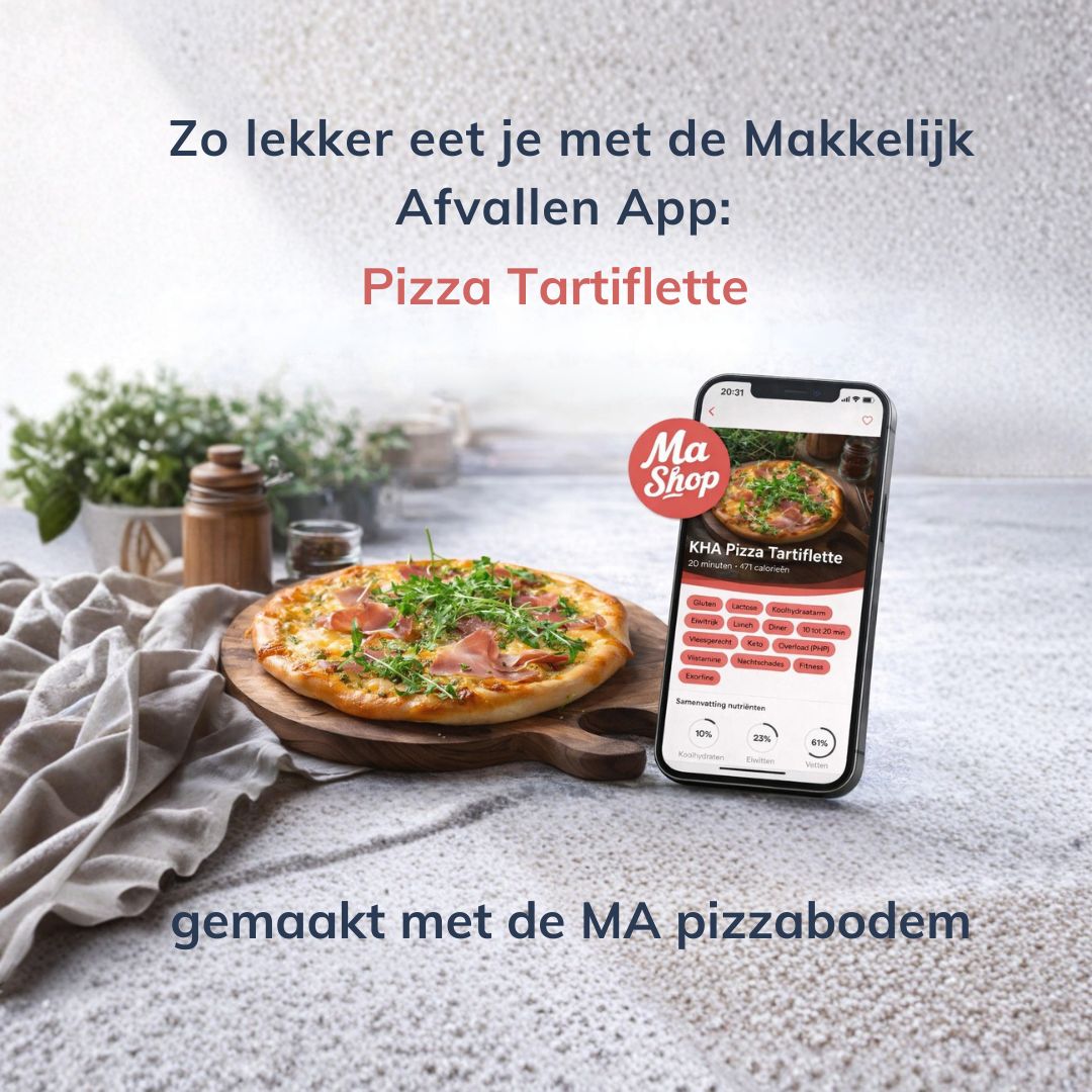 Dit soort gerechten vind je in de Makkelijk Afvallen app 🍽️
🍕 Pizza Tartiflette
Koolhydraatarm, eiwitrijk en klaar in 20 minuten.
Ja, mét kaas. En ja — perfect voor een gezellige pizza-avond 😉
Gemaakt met onze MA pizzabodem,
zodat je kan genieten zonder het gevoel dat je “op dieet” bent.
Bij Makkelijk Afvallen geloven we niet in streng of saai eten,
maar in slim combineren, genieten en volhouden.
👉 In de app vind je:
✔️ 2000+ recepten
✔️ Filters per doel (koolhydraatarm, keto, vegan, …)
✔️ Automatische weekmenu’s & boodschappenlijst
📲 Ontdek hoe lekker en haalbaar gezond eten kan zijn
→ link naar de app in bio