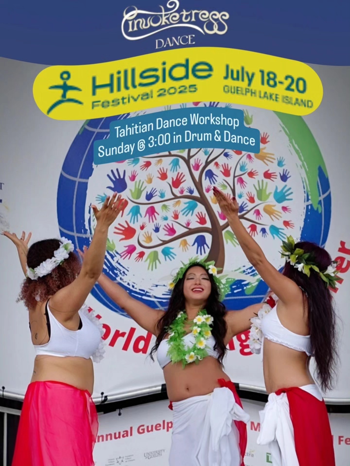 🌳💞✨️HAPPY HILLSIDE! 🌞🎶💃
Join our Tahitian Dance Workshop!
Sunday, July 20 at 3:00
Drum & Dance
Learn some basics of Tahitian dance, traditionally known as ‘Ori Tahiti. A vivacious dance form which includes spinal waves (touane’e), earthy sways (varu), and of course the famed fa’arapu - fast circling of the hips.
We will then layer storytelling movements with these basic steps. Honouring this dance form as a powerful means of expression, embodying a deep reverence for Nature.
See you this weekend!
#happyhillside #hillsidefestival #tahitiandance #hula #huladance #Invoketress #invoketressdance #Guelph #guelphdance #ishra #ishrablanco #marysnow #siyobin #summerfestivals #workshop