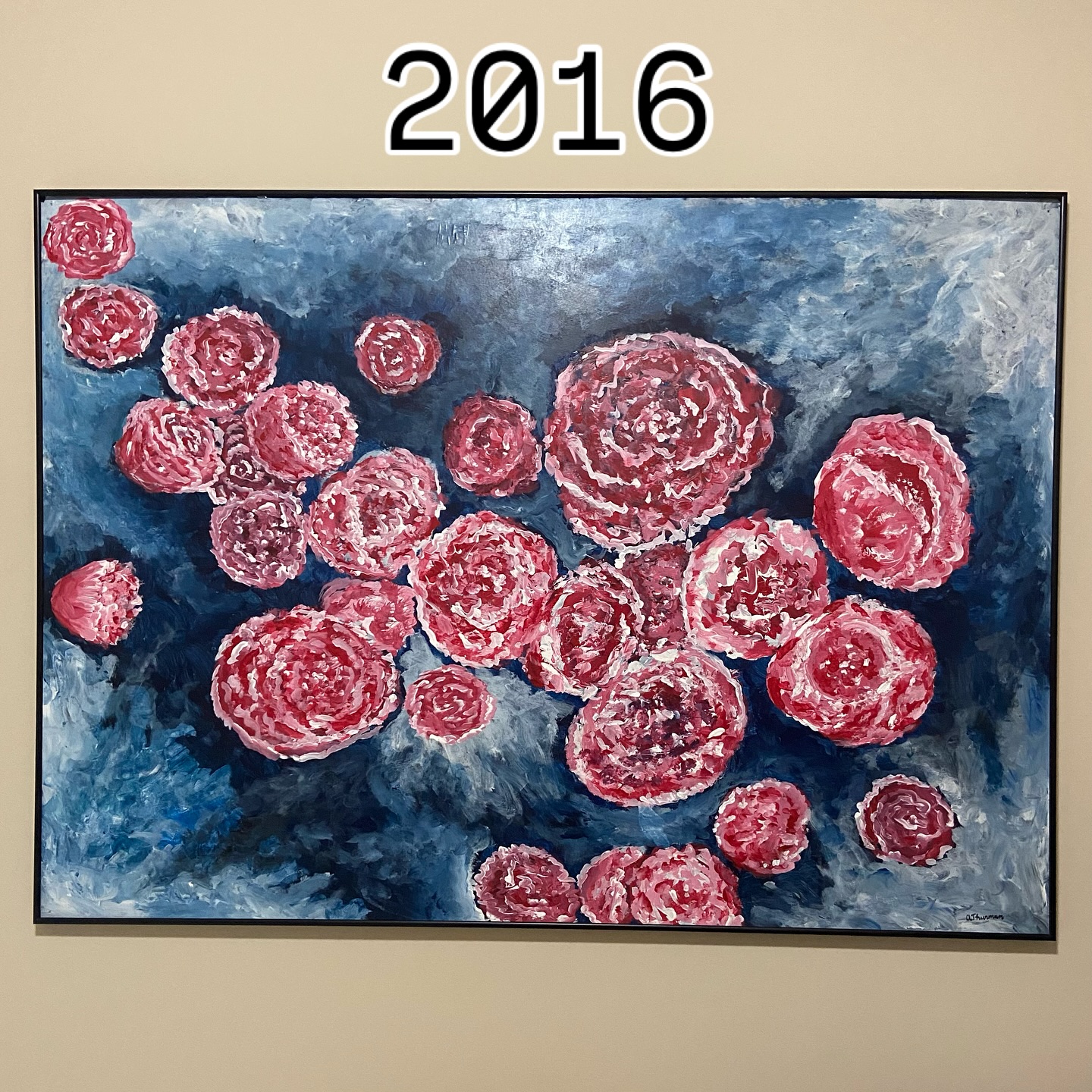 Thought I’d hop on the 2016 trend! The year Good Good Father was so popular (still good in my opinion). The year after I graduated from undergrad and moved to Birmingham. The real start to my creative journey and fell in love with painting.
I created this piece mid 2016 on the back of my nursing capstone project poster. Little did I know it would still be a favorite today 😂. My parents got it framed for me years ago and now it hangs in my art storage room/guest bedroom. It would be interesting to try to recreate it today on a real canvas. Should I!?