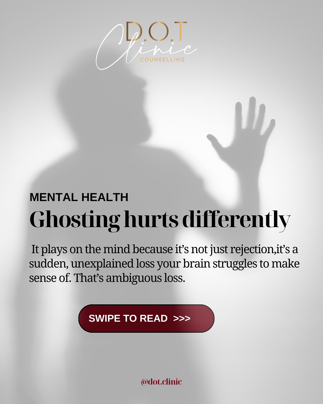 Ghosting isn’t just someone disappearing. It’s your brain left searching for answers it never got. A short explanation really isn’t that hard and it matters.
It’s not about losing the person, it’s about the ambiguous loss your nervous system can’t resolve.
#mentalhealth #counselling #therapist