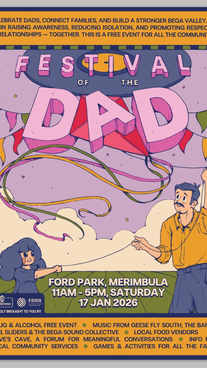 Festival of the Dad is on!!
All weather setup!!
11am - 5pm
Saturday January 17th
Ford Oval - Merimbula
Featuring
Banana Peel Sliders
@geese_fly_south
@begasoundcollective
#whyrehearsewhenyoucanbusk