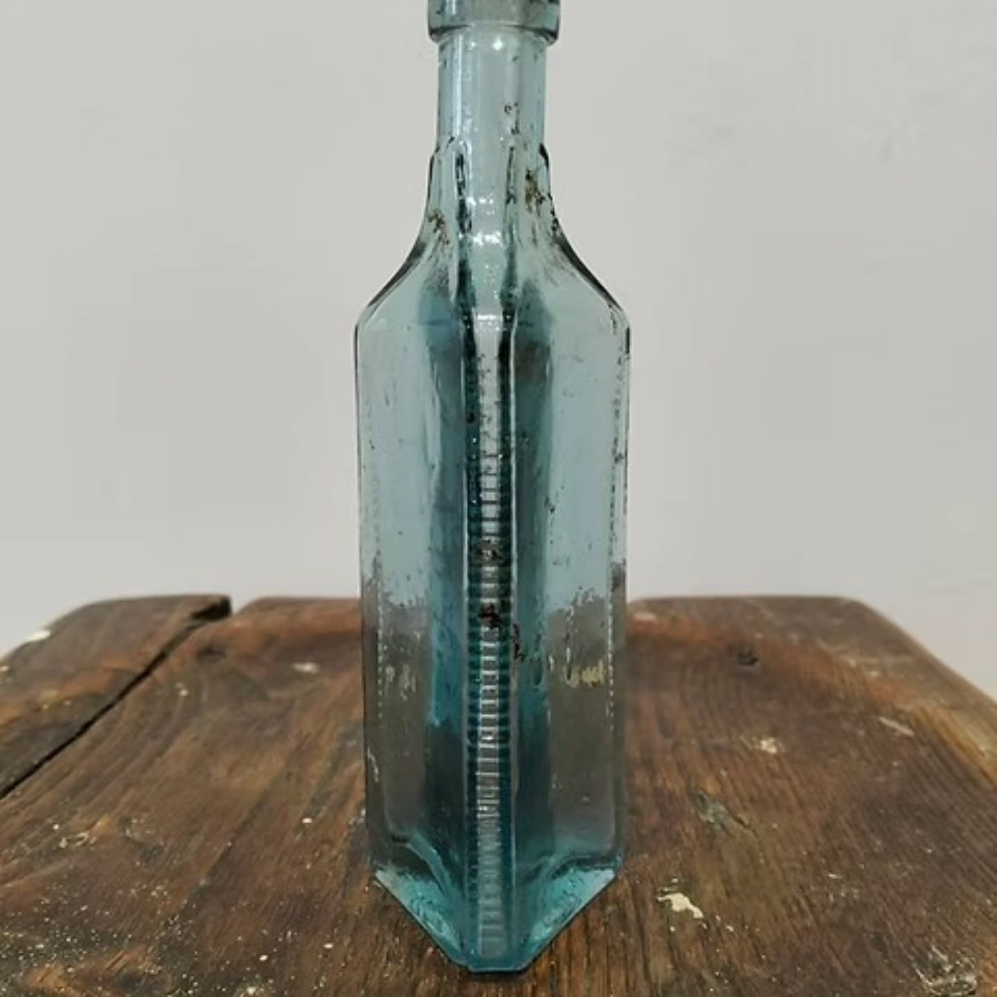 Antique/Vintage Aqua Blue Glass Bottle (Apothecary / Poison Bottle Style) | https://share.google/oGYGmULbjzfWxM2p5