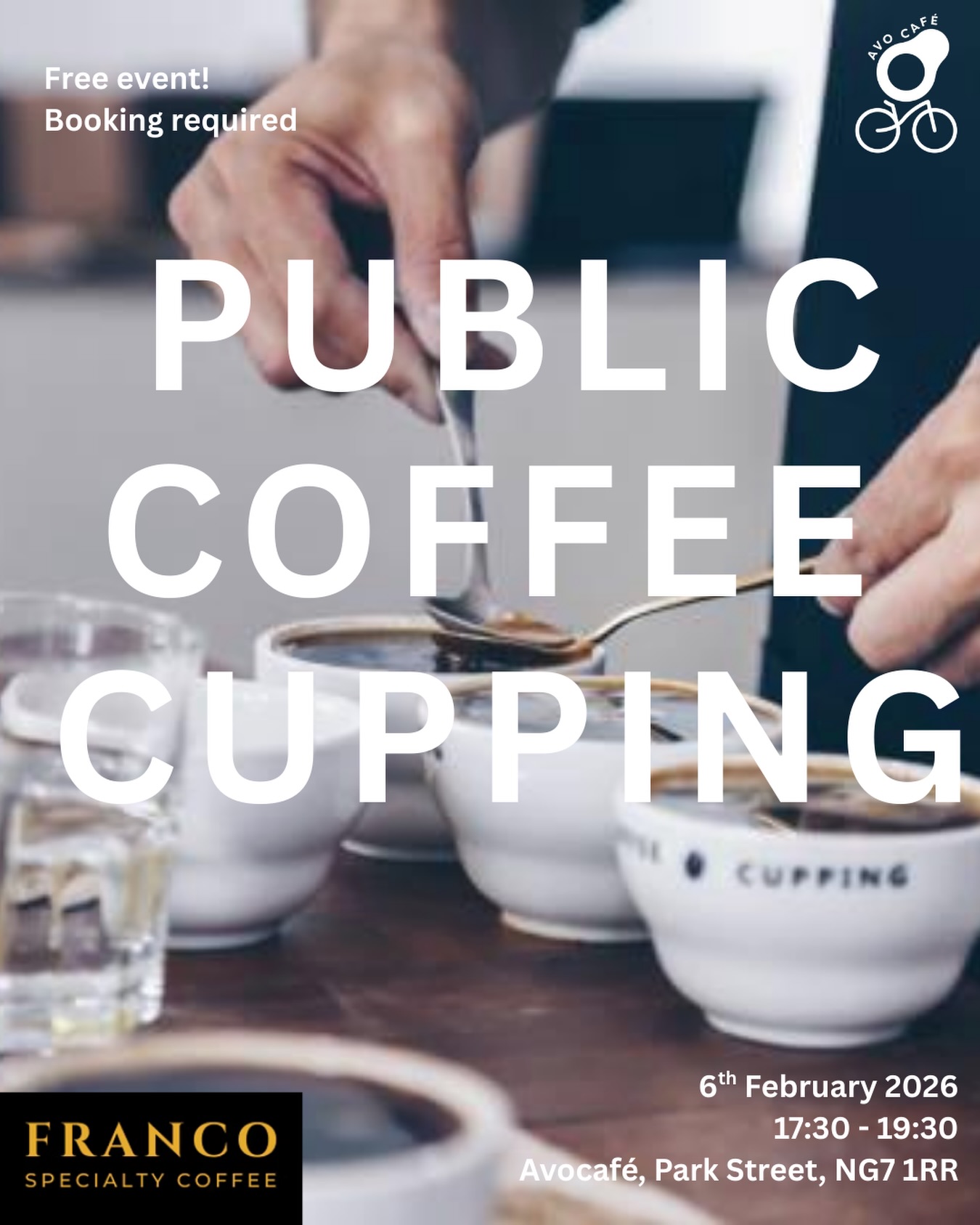 We are doing a free Coffee Cupping/Tasting at ours on the 6th February 2026! Booking required, link in Bio :)
Join us for an evening of fun and casual coffee cupping experience as we collaborate with Michaelangelo from Franco Specialty Coffee, where you’ll taste and compare 4 to 5 carefully curated coffees locally roasted by Franco.
We will be showcasing our newly launched house coffee, Casa Avo, a single origin coffee from Brazil. Have you tried it yet? :)
We will be also be tasting highlights from Franco’s current coffees and also hear a little about his coffee journey.
This is open to everyone, whether you are a coffee newbie or a seasoned coffee drinker, this event is about discovering different coffee and what makes each cup unique.
☕️ What is a Cupping?
Coffee cupping is a simple yet effective way to taste and compare many coffees side by side. It is also a standardised method used to taste, evaluate, and compare coffee. It’s commonly practiced by coffee roasters, buyers, baristas, and enthusiasts to assess a coffee’s aroma, flavor, acidity, body, sweetness, and aftertaste.
Avocafé will be open to provide additional coffees and drinks for purchase during and afterwards. Cupping coffees and nibbles are included in the event.
#coffeecupping #nottingham #nottshappening #notts #nottscoffee