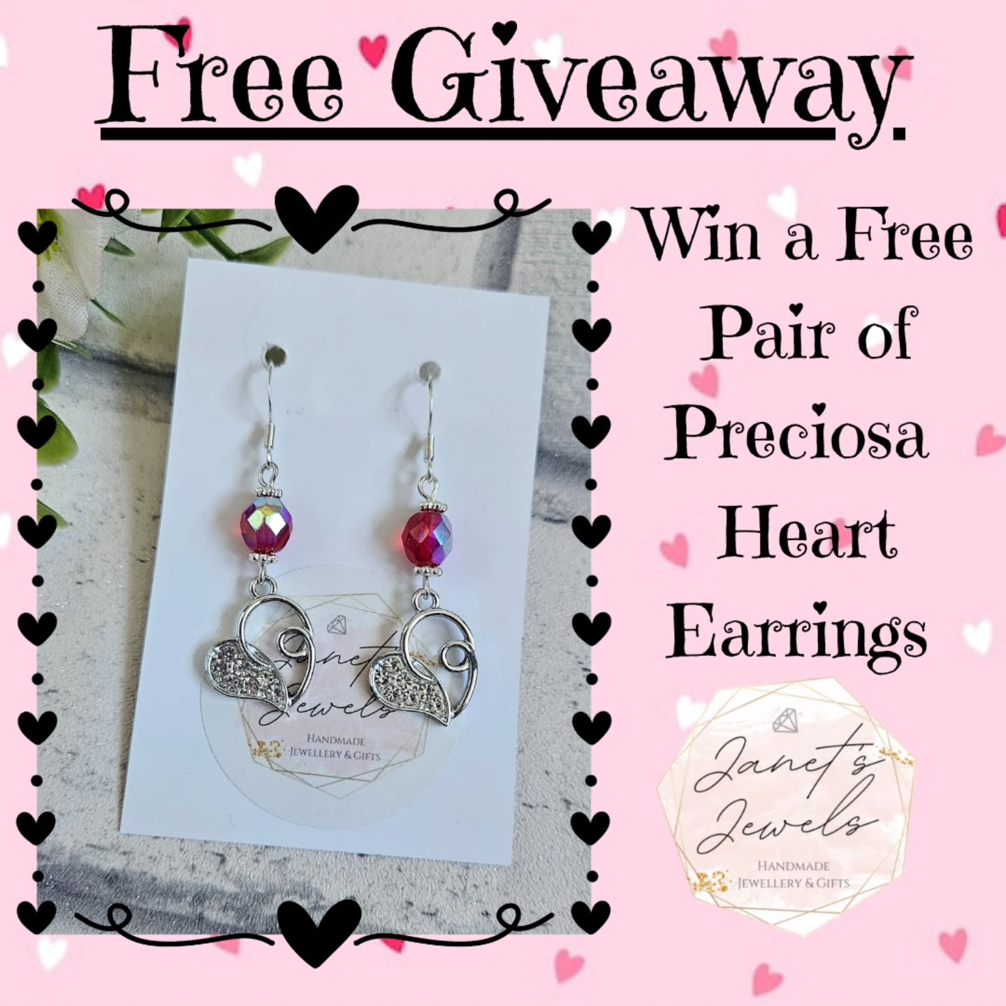 💖💖💖💖💖💖💖💖
Valentine's Giveaway!
💖💖💖💖💖💖💖💖
Win a Free Pair of Red Preciosa Heart Earrings, in time for Valentine's Day!
Perfect Gift for Loved Ones or to Treat Yourself.
Made with Sterling Silver Hooks.
Usually Worth £5.
To be in with a chance to Win, follow these simple steps:
💖Love this Post
💖Tag a Loved One or Comment with a 💜🩷
Feel free to share with friends and family, to spread the love💖
Only 1 Entry Per Person.
Entries close at midnight 31st January.
All entries will be added to a draw, 1 Winner will be picked at random, and announced on 1st February.
*Facebook & Instagram*
*UK Entries Only*
#freegiveaway #giveway #valentinesgiftideas #valentinesday2026 #valentinesday heart love giftideas freegift winme lovehearts giveawayuk giveawaytime giveawayalert earrings beadedearrings beadedjewellery preciosacrystals