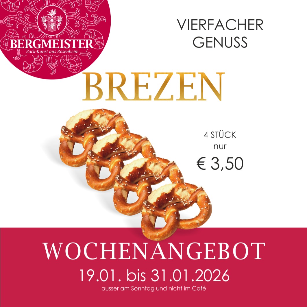 🌟🥨 Dein Wochenangebot – unser Verwöhnprogramm! 🥨🌟
Hey, liebe Brezen-Fans! 🎉 Diesmal haben wir wieder etwas ganz Besonderes für euch: Bis zum 31. Januar bekommt ihr 4 super resche Brezen für nur **3,50 €**! 😍🙌 Und das Beste? Ihr könnt euch unser Angebot so oft sichern, wie ihr wollt! 😋💖 Also, schnell vorbeikommen!
Wir freuen uns auf euren Besuch! 🥳🍞
Euer BERGMEISTER-Team
#bäckereibergmeister #bergmeister #leckerschmecker #handwerk #handwerkskunst #brezen #brezenlover #angebot #wochenangebot #bäckerei #sparen #genuss #rosenheim #kolbermoor #stephanskirchen #schlossberg #wasserburgaminn #wasserburg #neubeuern #badfeilnbach #feilnbach #rohrdorf #thansau