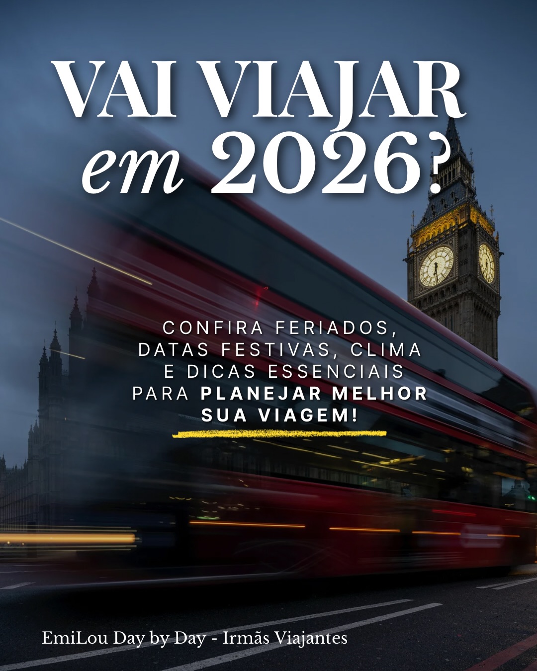 Vai viajar para Londres em 2026? 🇬🇧
Conhecer os feriados, datas festivas e o clima inglês faz toda a diferença no planejamento da viagem.
Alguns dias, como o Natal, praticamente param a cidade. Outros, como os Bank Holidays e o Half Term escolar, deixam Londres mais cheia, mas ainda totalmente aproveitável se você souber o que esperar.
Além disso, o verão europeu (junho a agosto) traz dias lindos e animados, mas também mais turistas e preços mais altos. Já meses como abril, maio e setembro costumam oferecer o melhor equilíbrio entre clima e movimento.
Reunimos dicas práticas e atualizadas no site www.emiloudaybyday.com
Salve este post para planejar sua viagem com calma ✨
#PlanejamentoDeViagem #londres #emiloudaybyday