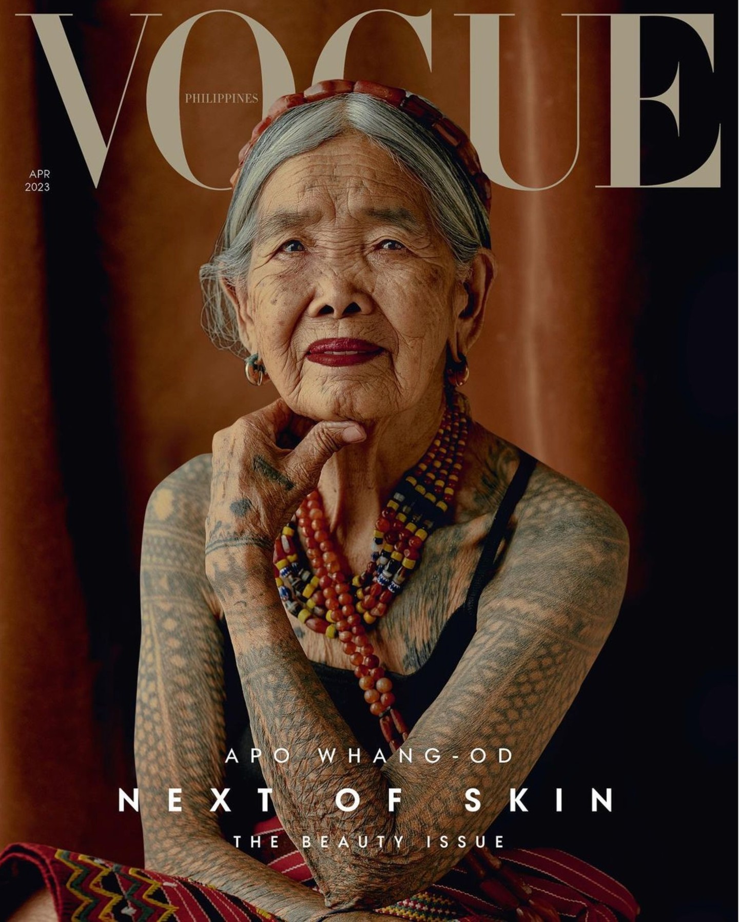 .
True Beauty via: @Voguephilippines
Apo Maria “Whang-Od” Oggay, heralded as the last Mambabatok of her generation, the 106-year-old is a living master of a thousand-year-old stick and thorn tattooing practice called “batok” which imprints the symbols of the Kalinga tribe—signifying strength, bravery, and beauty—on the skin.
Photographed by @artunepo