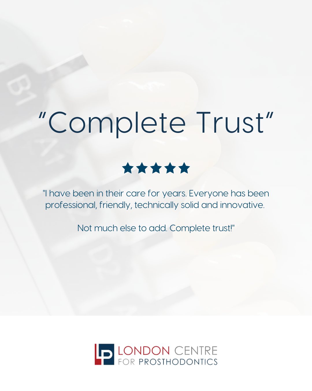 We love hearing your feedback - thank you for trusting us with your dental care.
If you’ve visited us recently, we’d love to hear from you! Search ‘London Prosthodontics’ on Google and we’ll appear straight away! 🥰
Get in touch with our team to book your appointment - we look forward to seeing you soon!
The London Centre For Prosthodontics
29 Weymouth Street
London, W1G 7DB
020 7637 4518
info@londonprosthodontics.com
Monday - Friday: 7:30am - 4:30pm
#SmileMakeover #EmergencyDentistLondon #LondonDentalClinic #SmileTransformation #CosmeticDentistLondon