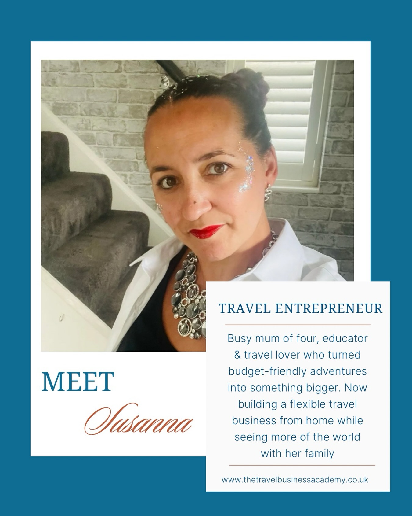 Meet Susanna 💙
Hi, I’m Susanna, happy wife & mum to 4 brilliant kids. I am primarily an Early Years Educator full time & I attend uni doing my teacher training. Life is busy and expensive.
Working in education restricts our travel to peak times and it frustrates me that companies take complete advantage of this. Traveling is everything and we absolutely love it, but for six, it’s expensive.
Last year I discovered ‘Extreme Day Trips’. Me & my husband went to Milan for our anniversary for the day- we loved it. So I booked again for the following month to Dublin this time for all of us. It cost less than a bog standard meal out for all of us. So since then, we have travelled every month seeing the world one city at a time.
The memories are absolutely priceless. And our mental health is well looked after. BUT, I’ve also discovered how much more there is for us to see and do further afield so I decided to take the plunge and invest in myself by gaining my own travel credentials. I can use it to gain access to so much more whilst building a travel business from home. I love sharing my recommendations, knowledge and tips to help other people on their next adventure or to help them establish their own travel business and take advantage themselves.
You will only ever be richer spending money on travel or investing in yourself. What are you waiting for?
Fortune favours the brave, Love Susanna x
@your_world.your_way