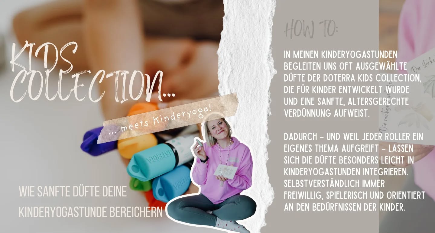 Ich liebe die Kids Collection, nicht nur weil sie zuhause alle körperlichen Themen meiner Kids abdecken kann, sondern weil ich sie auch so unkompliziert in meine Kinderyogastunden integrieren kann🙂💫
Das kannst du auch und kannst deinen Stunden dabei nochmal einen ganz magischen Touch verleihen🙂🎀
Vielleicht nutzt du die Öle bereits, dann ist dieser Beitrag eine tolle Inspiration für dich deine Kinderyoga Rituale um passende, sichere Öle zu ergänzen.
Wenn du ganz neu in dem Thema bist, dich dieser Beitrag aber anspricht, melde dich gerne für eine individuelle Beratung bei mir oder sei Teil unserer Kidsyoga Duftreise im Februar! @kinderyoga_christinadepunkt und ich freuen uns auf deine Teilnahme🎀💫
#Kinderyoga #ätherischeÖle #kinderöle #kinderyogakurs #workshop
