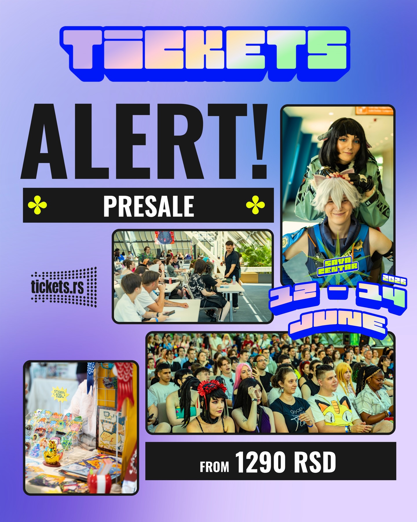 ⭐️ Urusai Con se ponovo vraća u @sava.centar od 12. do 14. juna
Popularna kultura, radionice, paneli, takmičenja, gejming i zabava - tri dana koja ne smete propustiti!
🎫 Karte su u prodaji, posetite urusaicon.com i tickets.rs