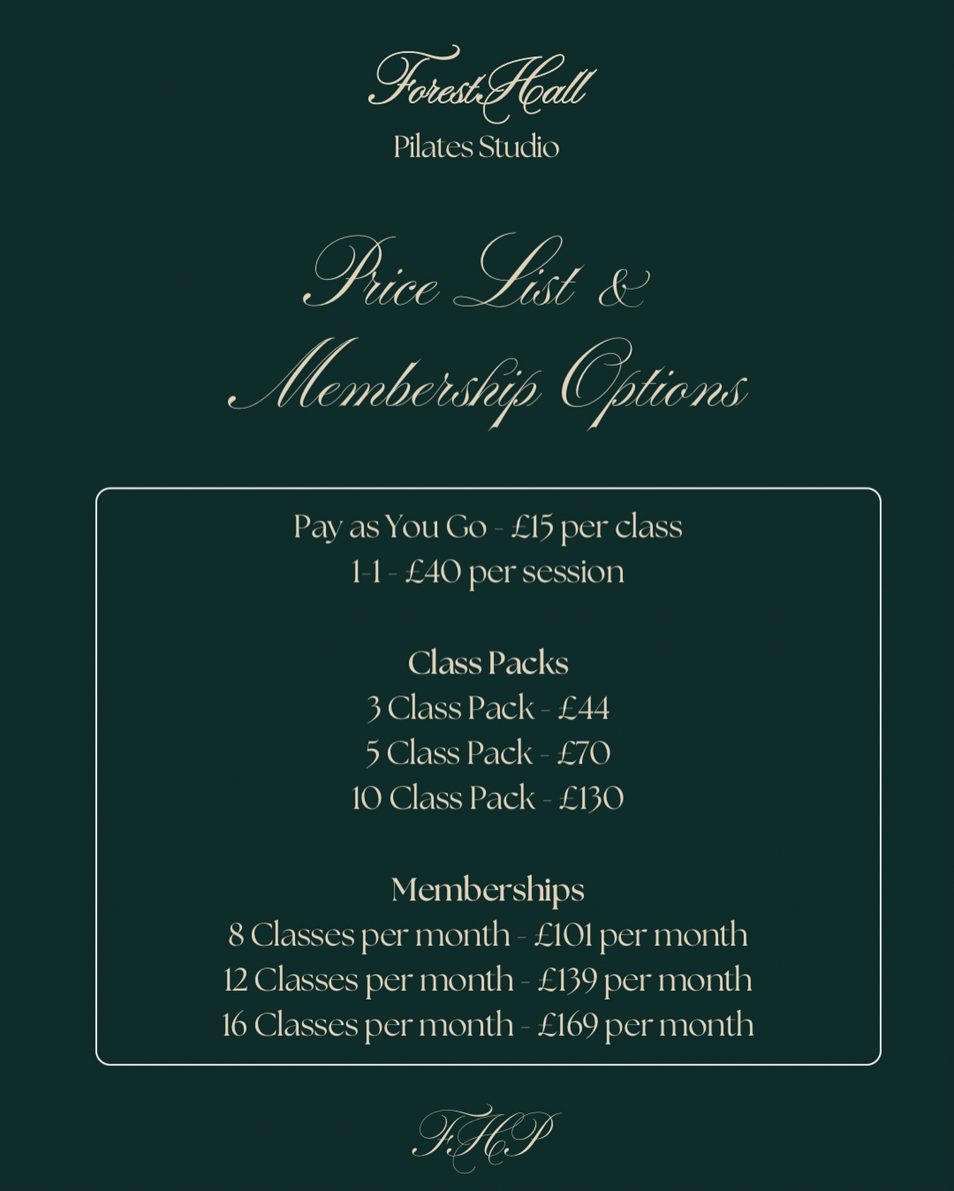 A reminder of our prices 🤍✌️