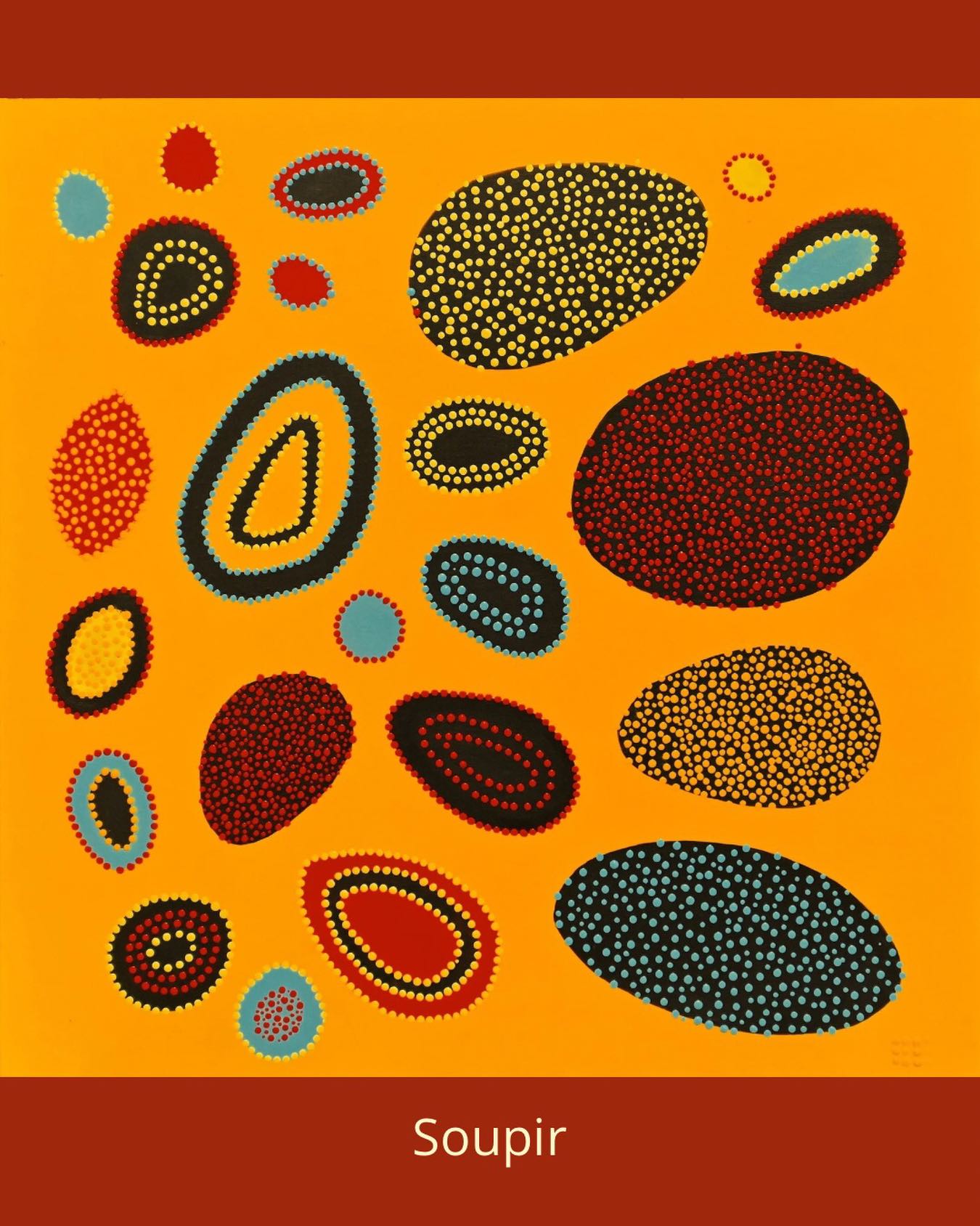 « Soupir »: en solfège, le soupir est un silence. Chaque forme est une respiration! Les îlots de points colorés ne sont pas vides, mais des moments Dede suspension où la mélodie de la toile prend tout son sens. #artabstraitgéométrique #artwork #peinturecontemporainefrancaise #artistepeintrefrançaise #pointillismecontemporain