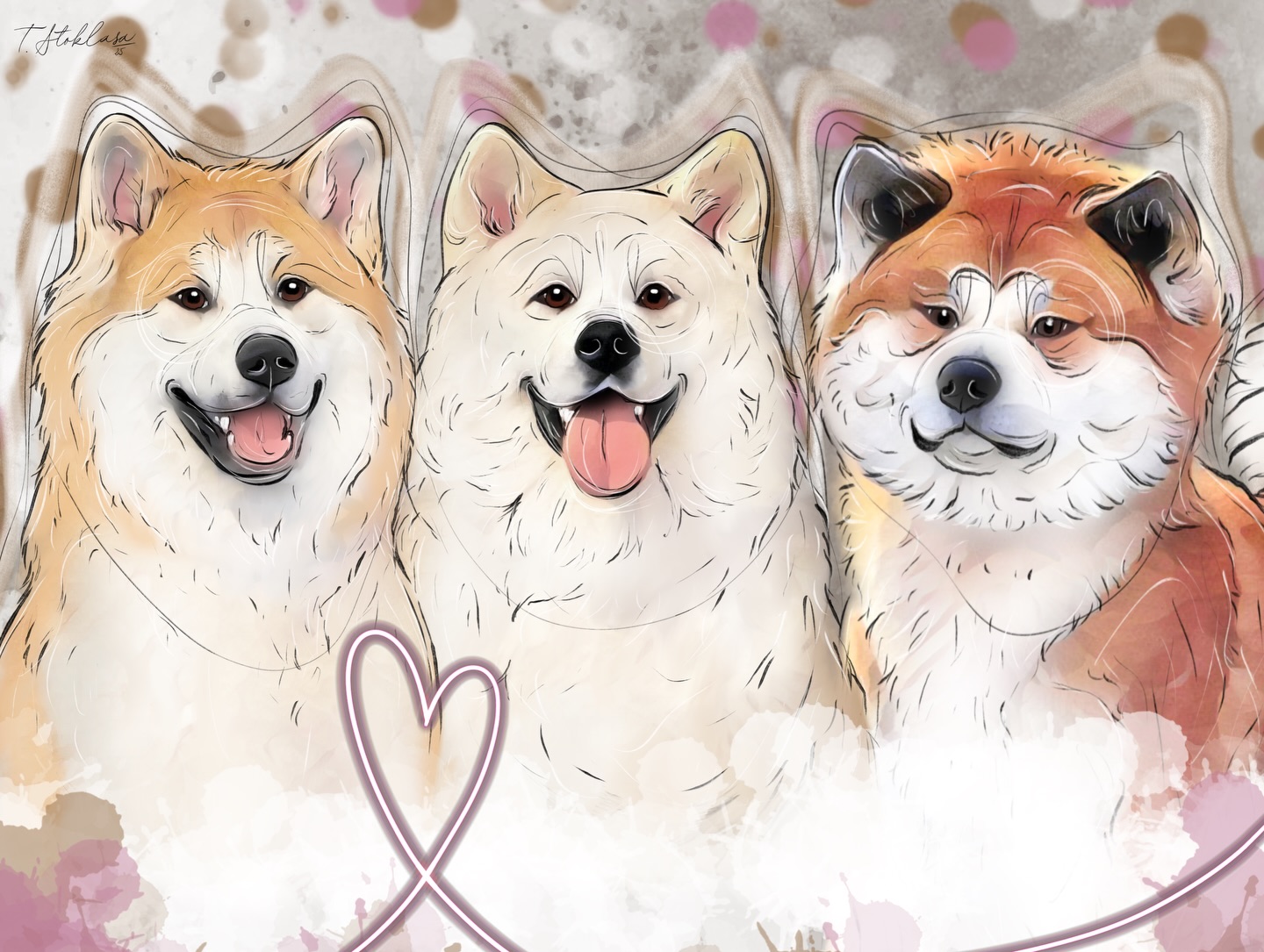 A jaká byla nejobjemnější zakázka v roce 2025? Vlastně teda i jedna z posledních realizovaných?
Přece ta pro Nikču! A shodou okolností, když jsem jim sponzorovala klubovou výstavu někdy na podzim, tak jsem do Vánoc kreslila asi dalších 5 akitích obrazů 🖤 ponaučení - dávej a bude ti dáno (alternativa k přej a bude ti přáno, ale zde mluvím o prodejích 😂).
Nikče moc moc děkuju za oslovení a doufám, že tím naše cesty nekončí - minimálně se nám rýsuje psí tetování 🐾 a samozřejmě Nikče a celý její smečce přeju jen a jen hodně úspěchu a hlavě zdraví čtyřnohým.
Bez podpory jako byla tato, bych nemohla dělat to co dělám 🖤
Iklokin Dog 🌸🌺🌼
#psiportret #obrazpejska #pejseknaplatne #portretpsa #akitainuclub