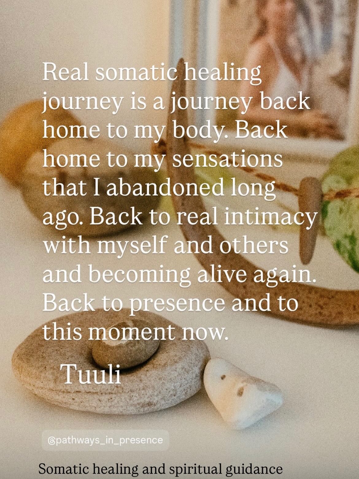 💛Somatic Healing Journey with me
It’s all about surrender to what is. No need to struggle and try to be better or be better!! Just relaxing and being gentle with yourself. Then things start to grow from a different ground within💕
We need to fail first. To realize that to fail is often our biggest fear! To look certain way or be vulnerable and out of control. But this is the ground that the new feminine wisdom lies. In the deep dark soil of our failures and fears… this is where the seed of You is. The sovereign and authentic you and your inner wisdom.
Come for a journey within! Book a session $100 and see for yourself 😃
Or, DM me and we can have a 15 minute free online meeting ❣️
#somatichealing #shamanicjourney #femininewisdom #authenticyou