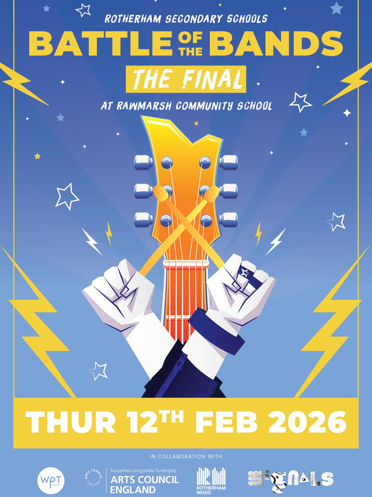 On Thursday 12th February, 6 - 8.30pm, we will be hosting Rotherham Secondary Schools Battle of the Bands 2026 at Rawmarsh Community School in collaboration with Rotherham Music and Wickersley Partnership Trust.
If you are in KS3 or KS4 and in a band then this is for YOY🫵🏽
We would really love it if you would like to participate and represent your school!
Please could any participants get your teacher to submit a video performance of a song that you would likely perform and upload it via the secure form below by Thursday 22nd January. (Also link in bio)
https://for
ms.office.com/e/8UqgCwA825?origin=lprLink
Tickets for families to come and watch are available here
https://www.ticketsource.co.uk/rotherham-music/t-dkvxzgm
There will be an opportunity to bring bands to rehearse/sound check for the final during the day of the show and more information about this will be given closer to the time.
The winners of the event will be presented with multiple performing opportunities to perform in Rotherham events such as the Signals Festival, Uplift Festival and Rotherham Show as well as the chance to professionally record a demo at a local recording studio.
Get in touch now!!!
#battleofthebands #rotherham #wickerslwypartnershiptrust #rotherhammusic #rotherhammusichub