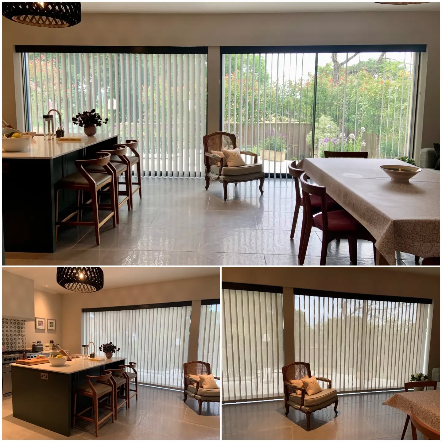 A happy client very kindly sent us some photographs of one of our recent installations in Bath. We partnered Silent Gliss single control vertical blinds with Capital facias from Decorquip to provide shading, maintain the modern lines and provide contunity with the patio door frames in this very stylish kitchen. Millimeter perfect production made everything a joy to fit.
#walkerandwalker #handmadecurtains #reupholstery #softfurnishingsmaker #softfurnishings #handmadesoftfurnishings #handmade #curtainmaker #reupholsterer #handmaderomanblinds #madetomeasure #romanblindmaker #romanblinds #handmadecushions #cushions #decorquip
#silentgliss