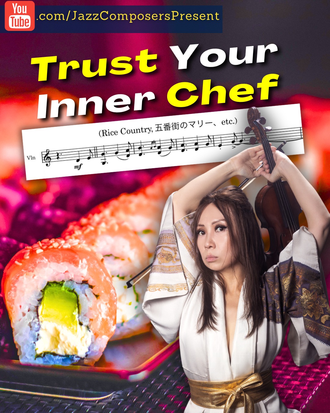 “‘Omakase’ means ‘I leave it up to you’ - trust the chef, not for correctness, but for imagination, personality, and surprise. Jazz composition is the same.”
Using her piece “Rice Country,” jazz violinist, composer, and bandleader Meg Okura @megokura discusses Integrating Multiple Musical Traditions in today’s mini-lesson. {link in bio}
@adhyaroparecords @fullyaltered
#megokura #tradition #styles #integrate #ricecountry #isaiah #panasisanchamberjazzensemble #violin #jazzviolin #jazz #jazzcomposition #jazzcomposer #jazzcomposerspresent #composer #arranger #composition #arranging #compositions #masterclass #jazzmusic #lesson #minilesson #learnjazz #musician #music #bigband #nomusicnolife