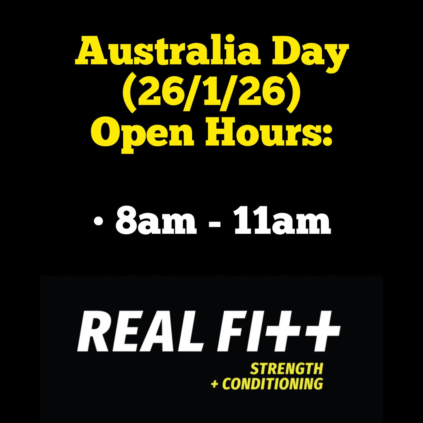 With next Monday (26/01/26) being a public holiday for Australia Day, the gym will be open 8am - 11am.