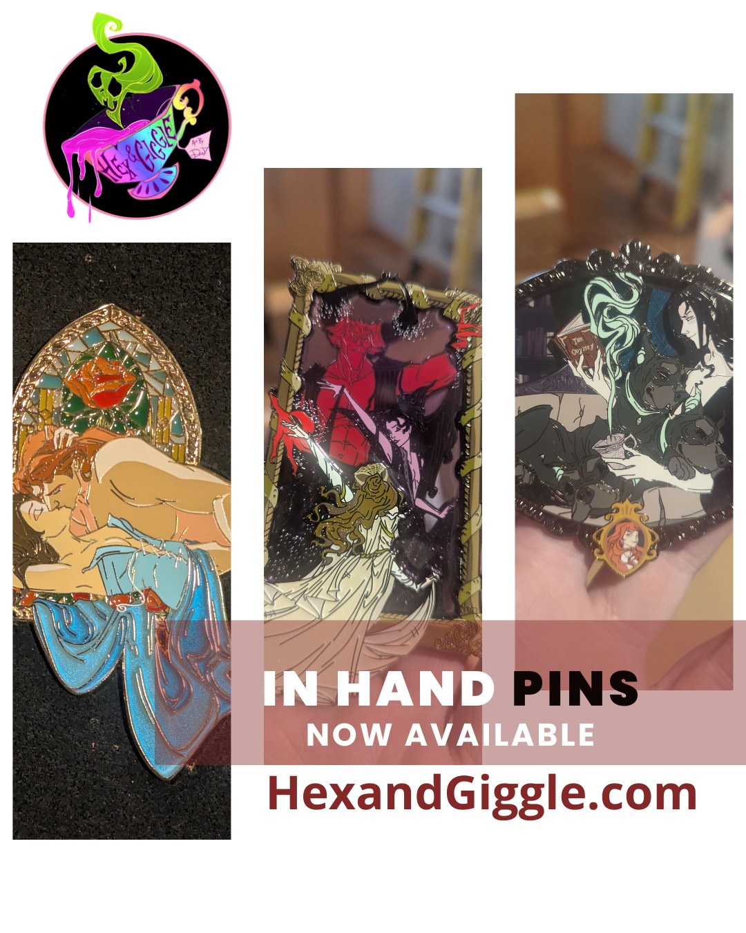 Good Morning, Pin Goblins! The Pre-Orders have all shipped on these three beauties, and the In-hands are up on HexandGiggle.com! I have VERY few of each pin, so if you want one....better grab one soon!
#InHandPins, #ShopHexAndGiggle, #HexAndGiggle, #DreadIllustrations, #EnamelPinsAvailable, #FantasyPins, #PinCollectorsUnite, #LimitedEditionPins, #NowShipping