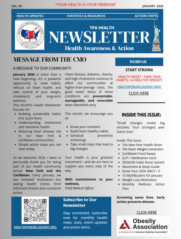Start Strong 2026
Theme: Heart Health, New Year Habits, Healthy Weight
January is the best time to learn new habits that can last for the entire year and beyond.
This month's newsletter focuses on habits and Cholesterol (as part of the ABCs)... C is for cholesterol.
Let's start strong and KNOW YOUR NUMBERS this year, 2026.
#2026❤️ #weightlosstransformation #cholesterol