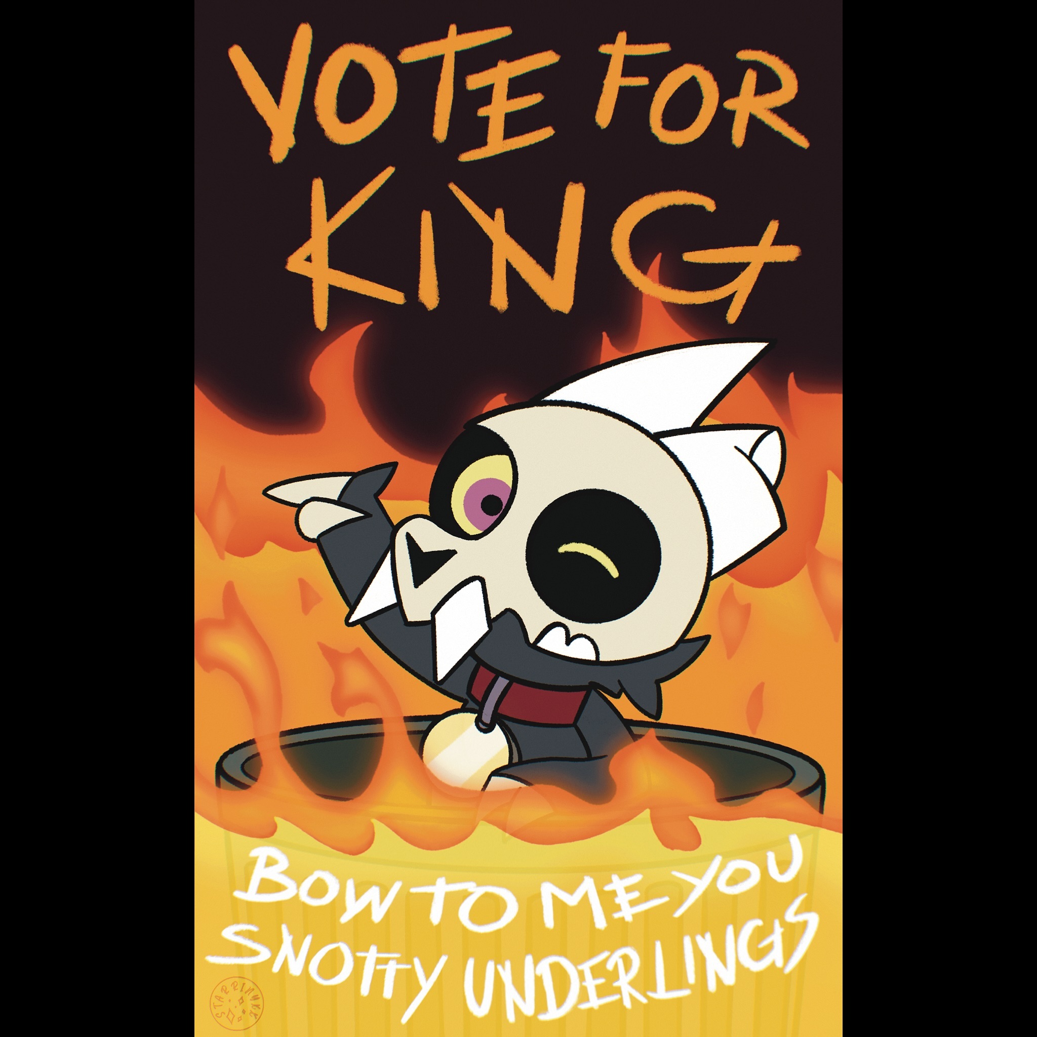 I recently watched The Owl House with my roommates and King and his gremlin-ness immediately stole my heart. So when I was asked for one of my classes to design a campaign poster for a hypothetical presidential candidate (real or otherwise) King was one of my top picks. Would you vote for him?
Tags:
#theowlhouse #theowlhousefanart #theowlhouseking #toh #tohfanart #tohking #kingtheowlhouse #kingtoh #kingclawthorne #fanart #fanartwork #fanartdrawing #posterdesign #posterart #art #artwork #illustration #illustrator #digitalart #digitaldrawing #digitalillustration #digitalpainting #procreate #procreateart #procreateillustration