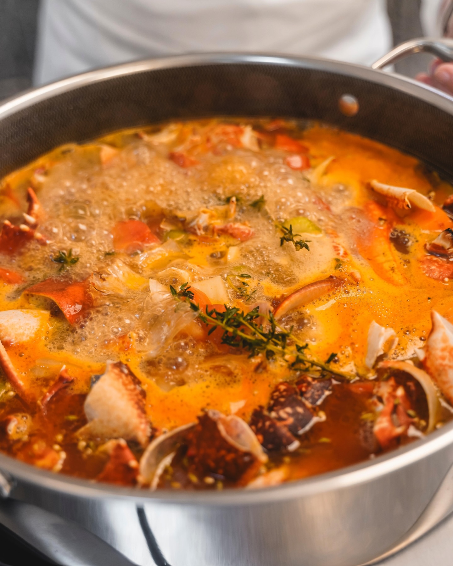 Lobster bisque in the making.
.
.
.
#Corenucopia #Chelsea #Lobster #Thermidor #London @foodstorymedialtd