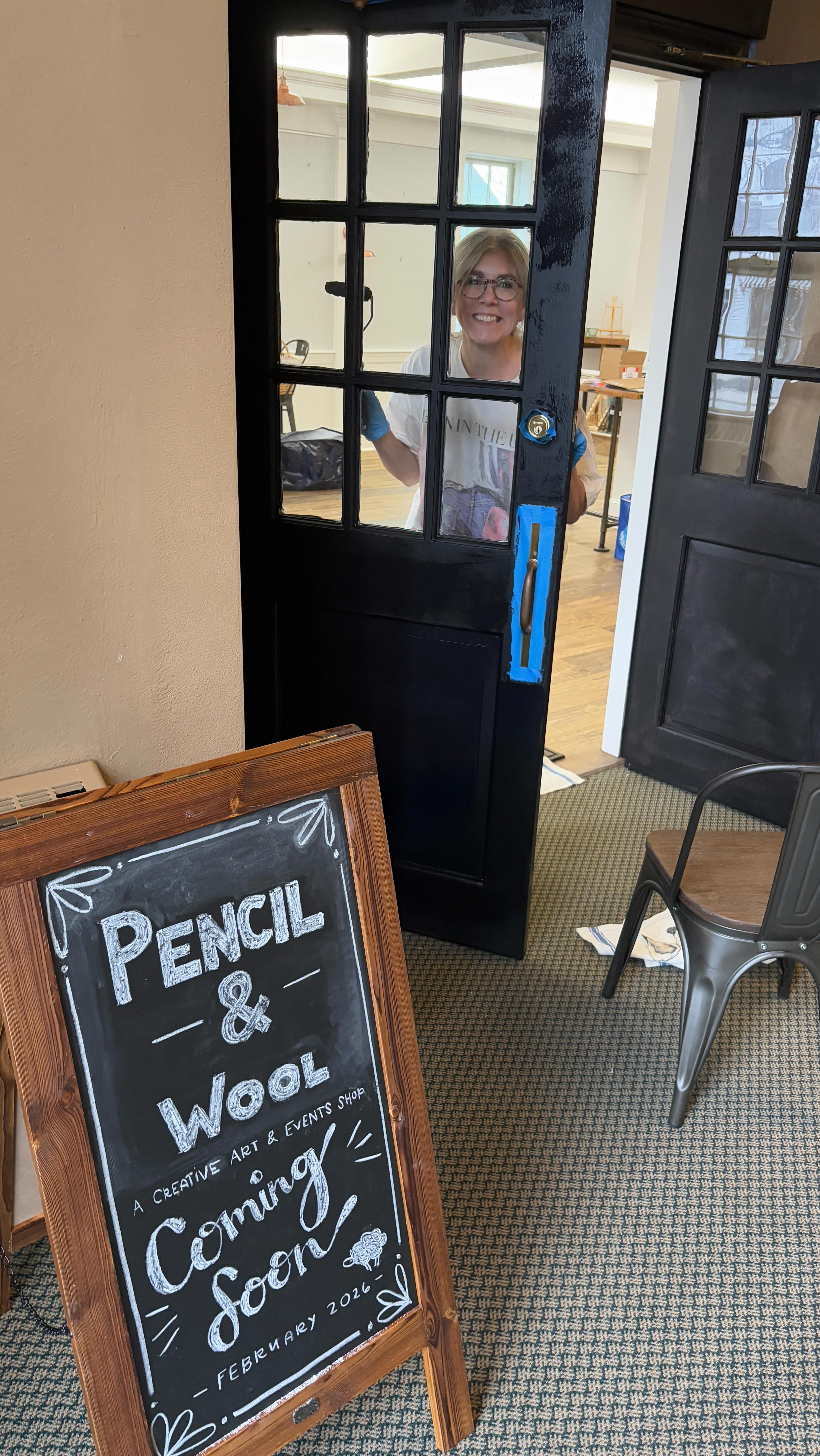 Setting the MOOD 🖤for the shop at Pencil & Wool!
Don’t worry, all the colors will be inside the store ❤️🧡💛💚🩵💜
*not me cringing at that one little spot I missed under the window 😬
#pencilandwool #smallbusiness #comingsoon #motherdaughterteam