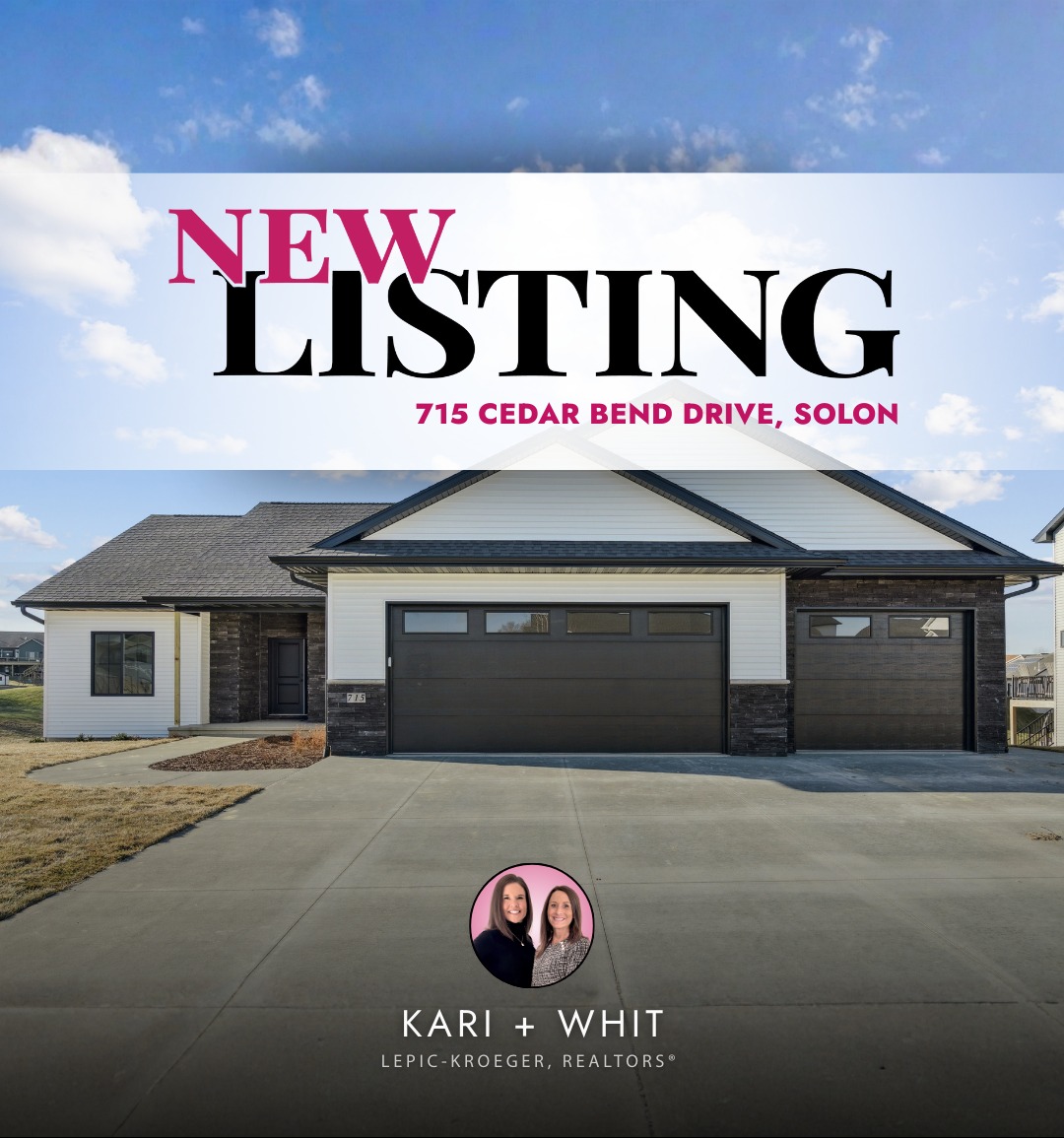 ✨ 𝟕𝟏𝟓 𝐂𝐞𝐝𝐚𝐫 𝐁𝐞𝐧𝐝 𝐃𝐫𝐢𝐯𝐞, 𝐒𝐨𝐥𝐨𝐧 | $𝟕𝟖𝟎,𝟎𝟎𝟎 ✨
🅝🅔🅦 🅛🅘🅢🅣🅘🅝🅖
Step into luxury with this breathtaking new construction Ranch home in the highly desirable Windmill Estates of Solon! The open-concept main level is filled with natural light, creating a warm and inviting atmosphere throughout.
The chef’s kitchen boasts Stainless Steel GE Café appliances, a six-burner stove, custom hood vent, Bertch USA cabinets and a 7-ft quartz island. The stunning serving pantry offers a full-size fridge, second dishwasher, custom shelving & sink, making entertaining and everyday living effortless.
The great room centers around a gas fireplace with floor-to-ceiling stone, offering a beautiful focal point for the space. Retreat to the luxurious primary suite with a spa-like en-suite, including a tile shower, soaking tub, illuminated mirrors and walk-in closet.
Two additional bedrooms, full bathroom, laundry & powder room complete the main level. The walkout basement impresses with 9-ft ceilings, a large family room, two bedrooms with a Jack-and-Jill bath, powder room and bar, along with additional room for gym or workshop space in the lower level.
Enjoy the maintenance-free decking, pond views, heated garage and easy access to everything downtown Solon has to offer.
Don’t miss your opportunity to experience luxury living in Windmill Estates—schedule a private tour today.
.
.
𝗞𝗔𝗥𝗜 𝗝𝗨𝗛𝗟 | 319-541-3178 | karijuhllkr@gmail.com
.
𝗪𝗛𝗜𝗧 𝗦𝗧𝗢𝗥𝗠𝗘𝗥 | 319-540-0046 | soldwithstormer@gmail.com
.
#kariandwhit #lkriowa #homeforsalesoloniowa #iowacityrealestate #Iowacityrealtors #elyrealestate #johnosoncorealestate #kariandwhitiowacity #swisherrealestate #coralvillerealestate #solonrealestate #tiffinrealestate #realestatesoloniowa
.
Licensed to sell real estate in Iowa. Lepic-Kroeger, Realtors®