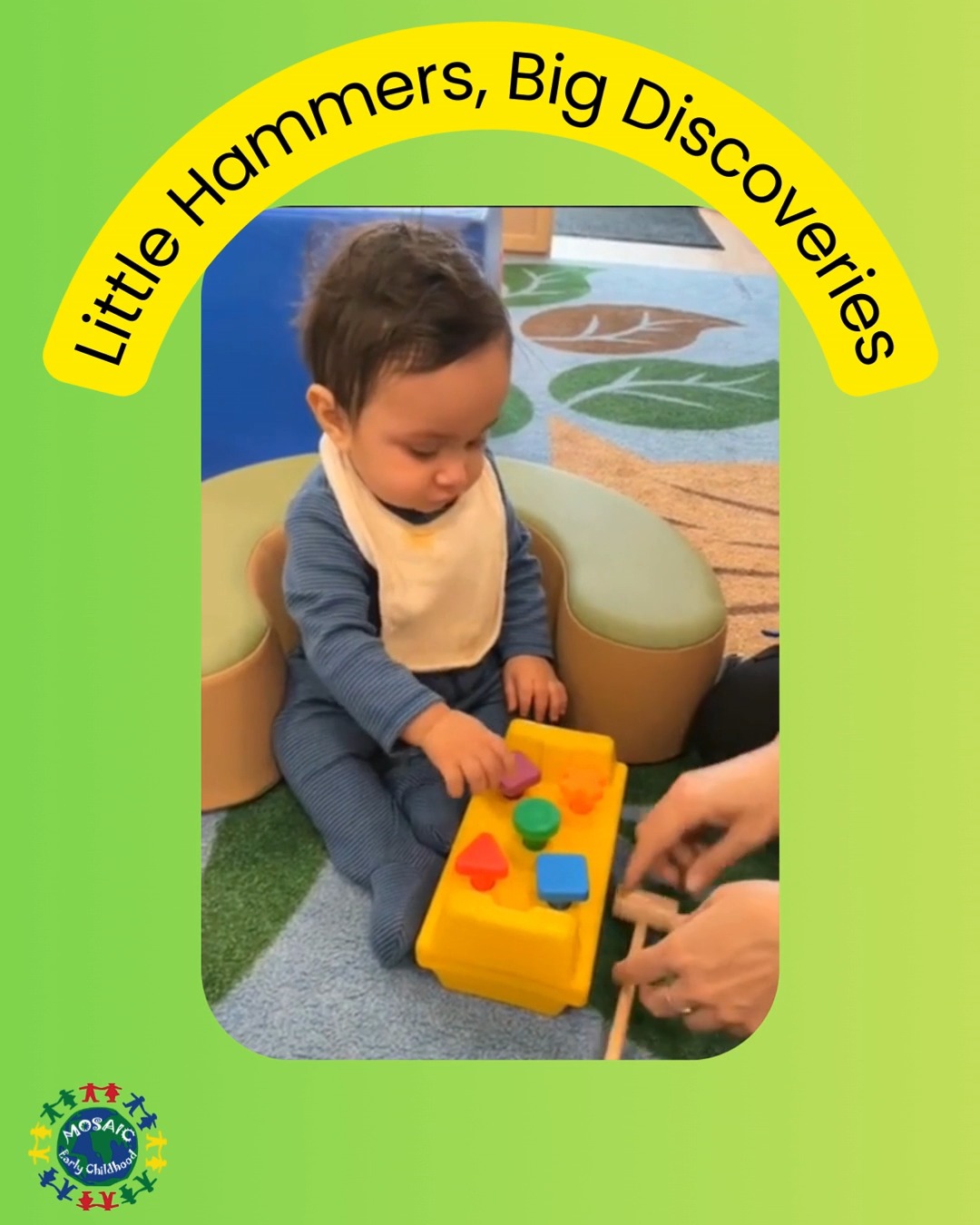 🔨👶 Tiny hands, big learning! 👶🔨
Our infants explored hammering activities—an engaging way to build hand strength, coordination, and cause-and-effect understanding. Activities like these support fine motor development and early problem-solving, and we thoughtfully incorporate them into our day to support each child’s growing skills.
Learning happens through play, and we’re proud to nurture development every step of the way! 💛✨
#infantdevelopment #learningthroughplay #finemotorskills #earlyeducation #mosaicearlychildhood